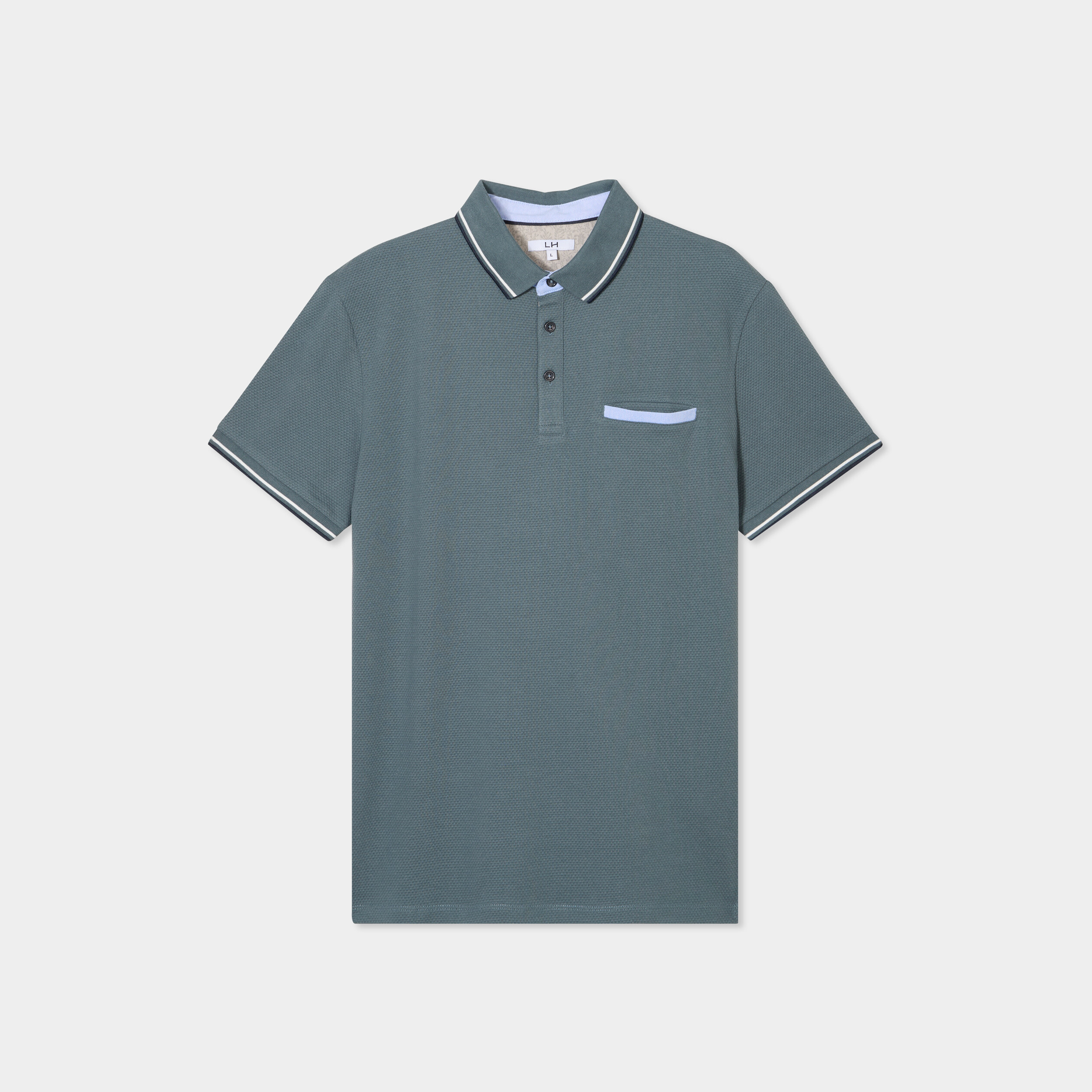 Polo piqu&eacute; manches courtes coton vert fonc&eacute; homme