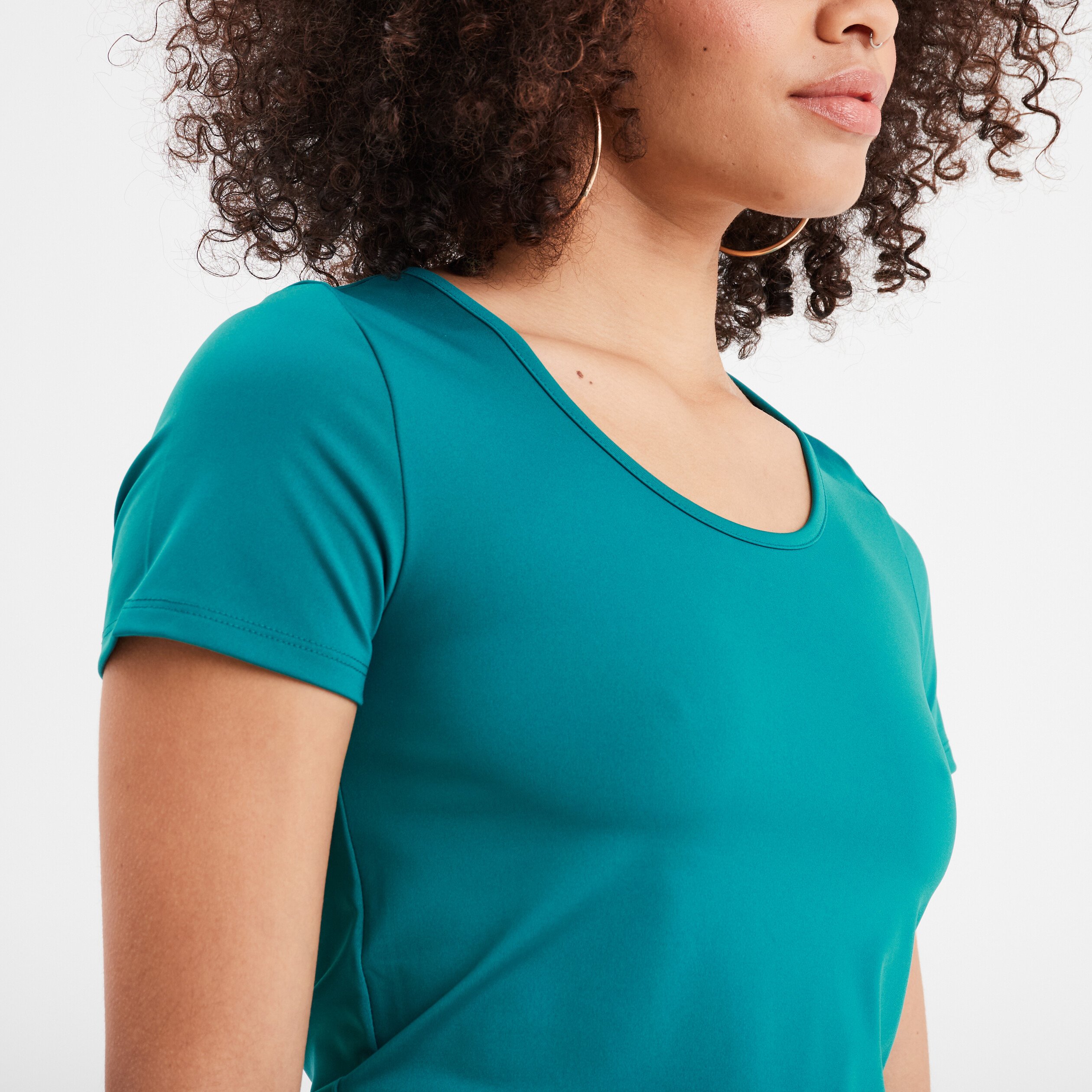 t shirt cropped cintre col rond vert emeraude femme T-shirt cropped cintré col rond vert émeraude femme