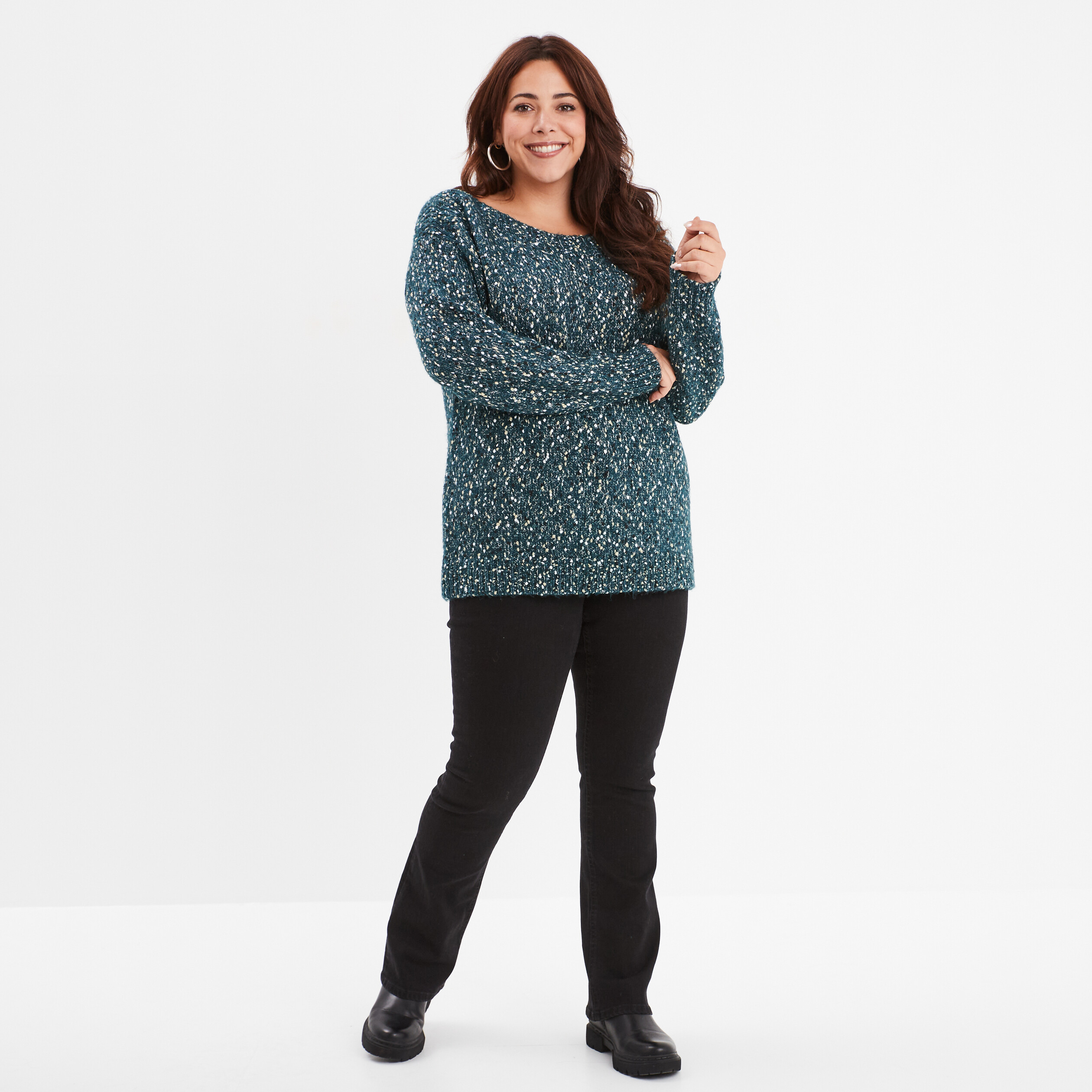 Jeans bootcut push up coton noir femme grande taille La Halle