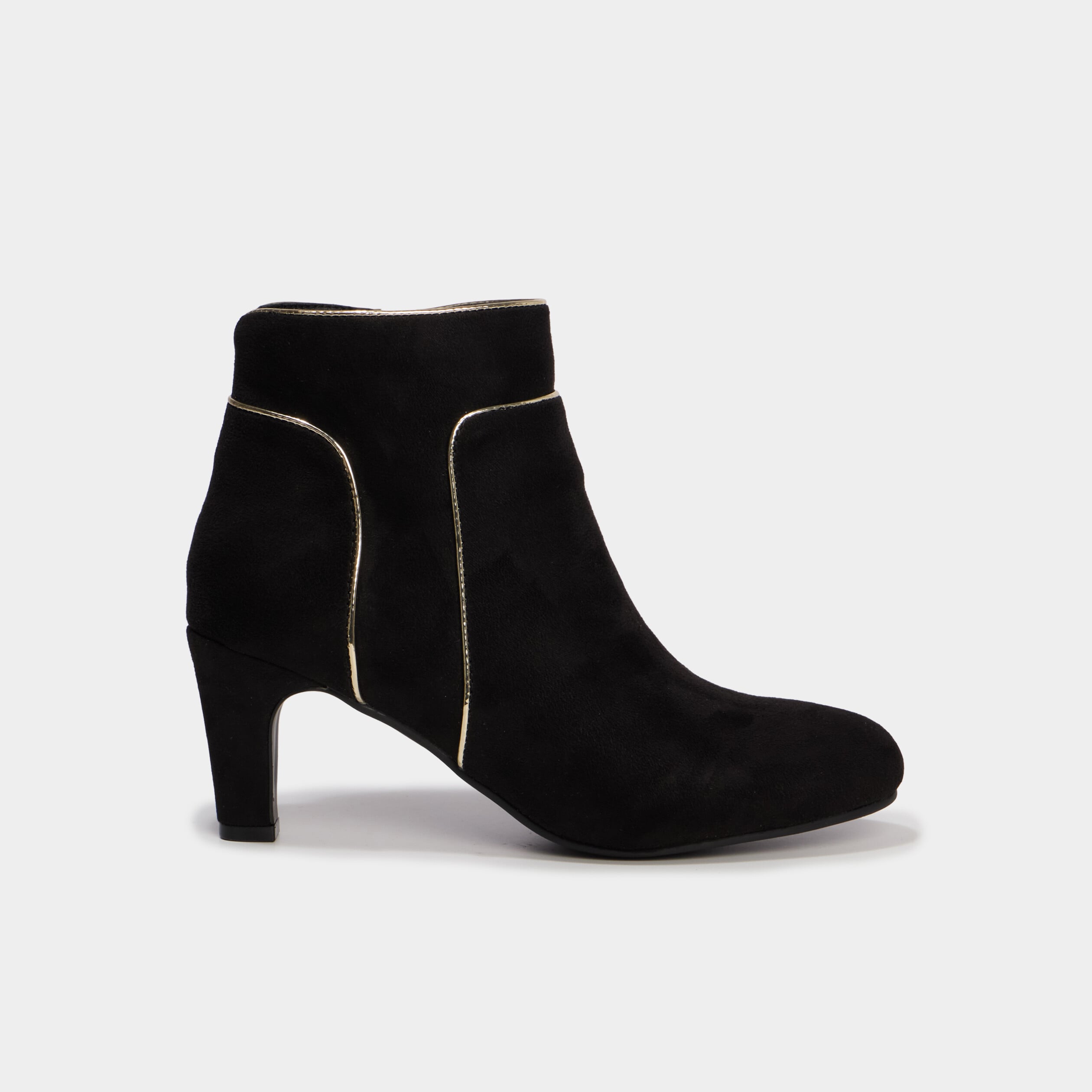 Bottines effet su&eacute;dine &agrave; talons noir femme