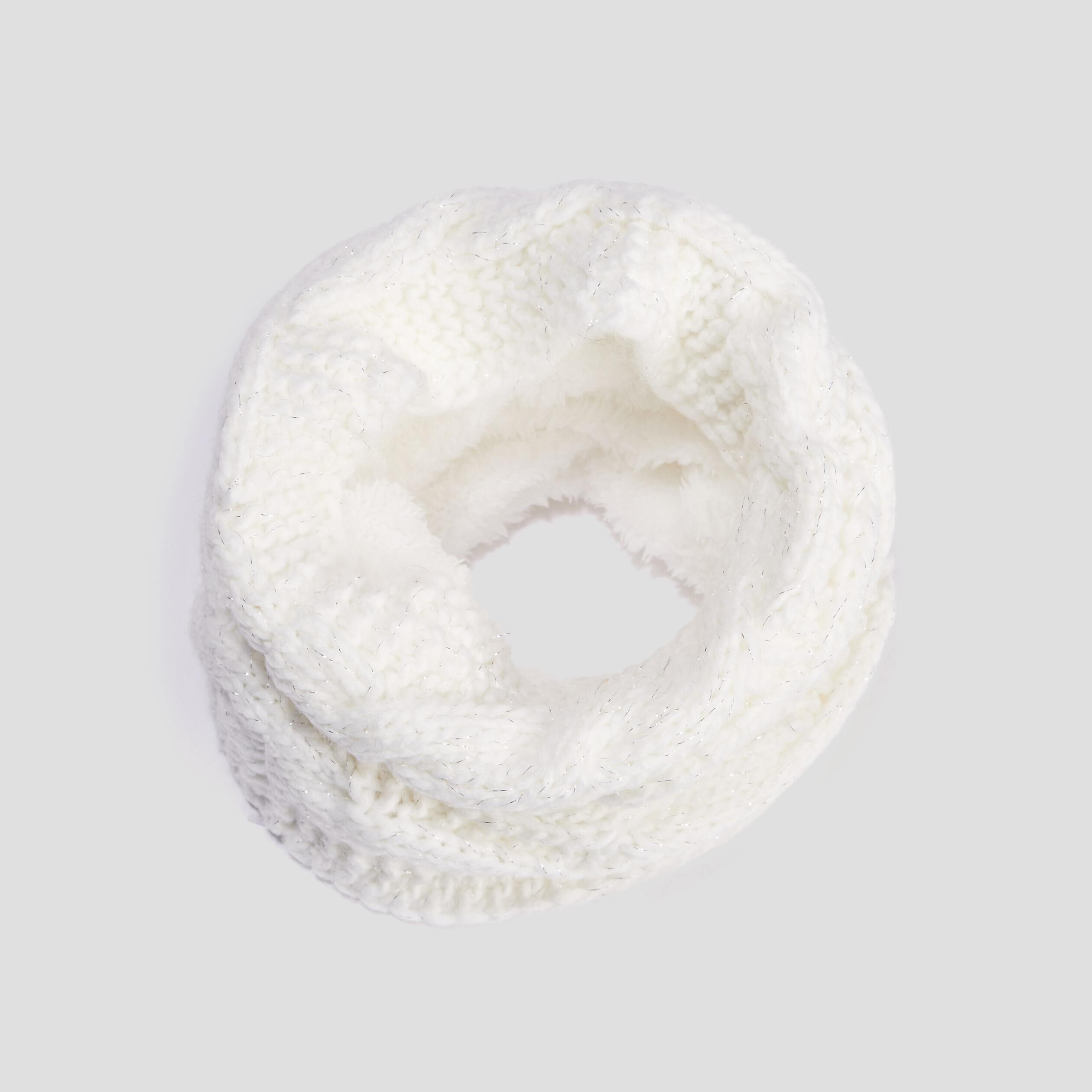 Snood fourré à torsades ivoire fille
