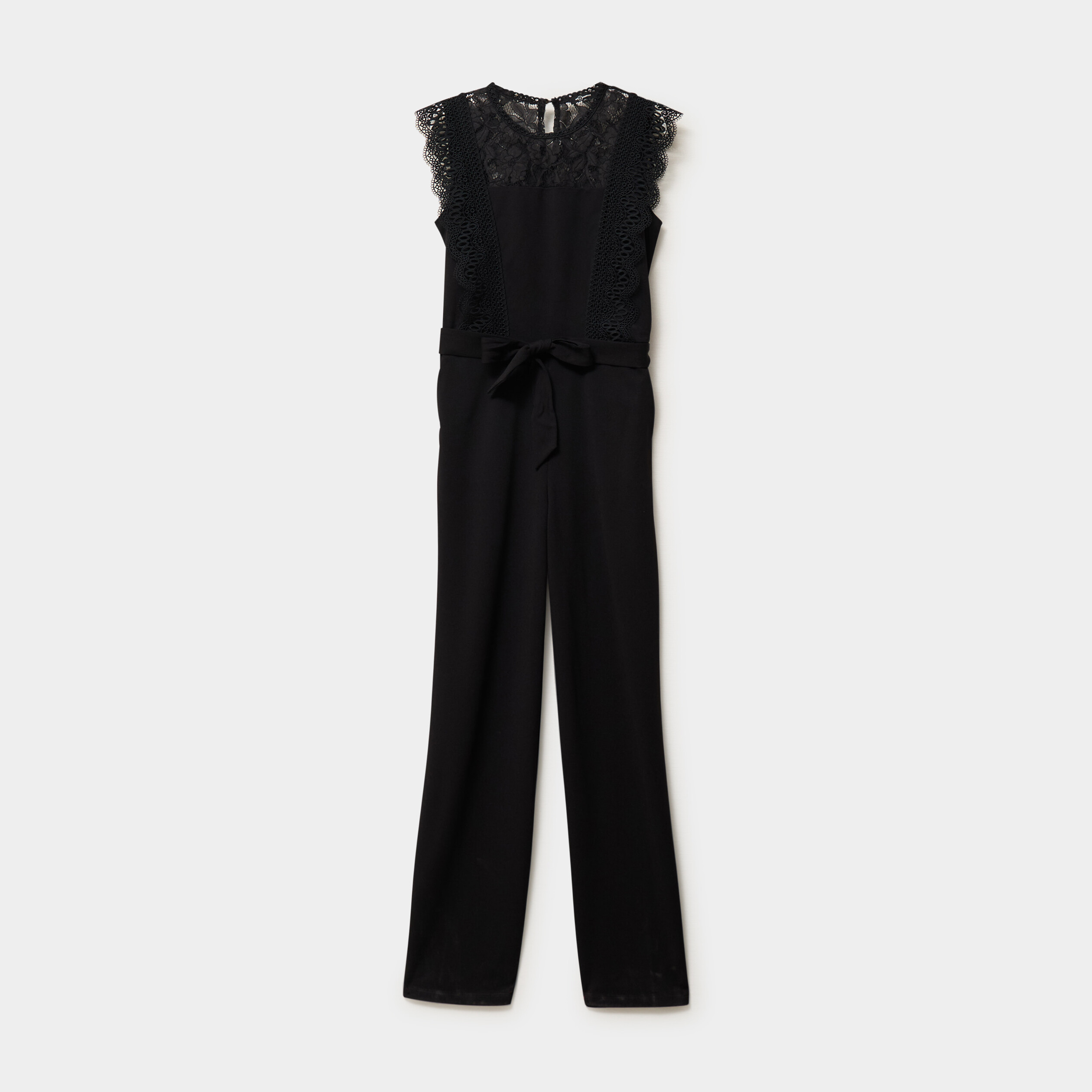 Combinaison pantalon d&eacute;tails dentelle noir femme