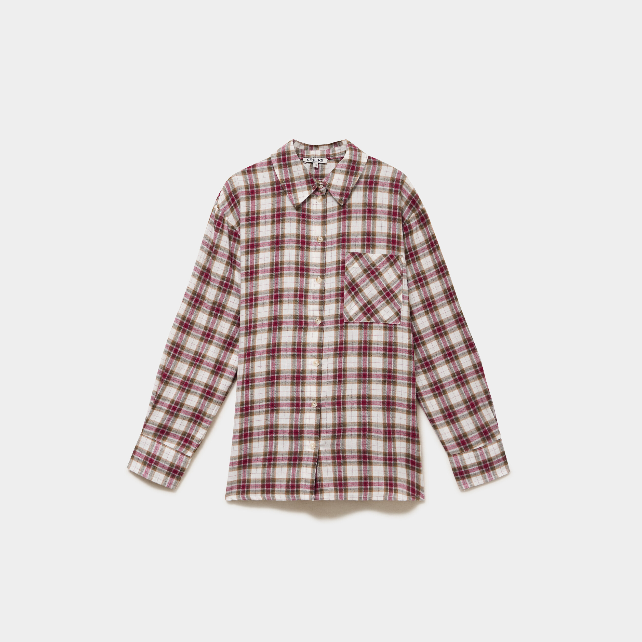 Chemise manches longues coton bordeaux femme