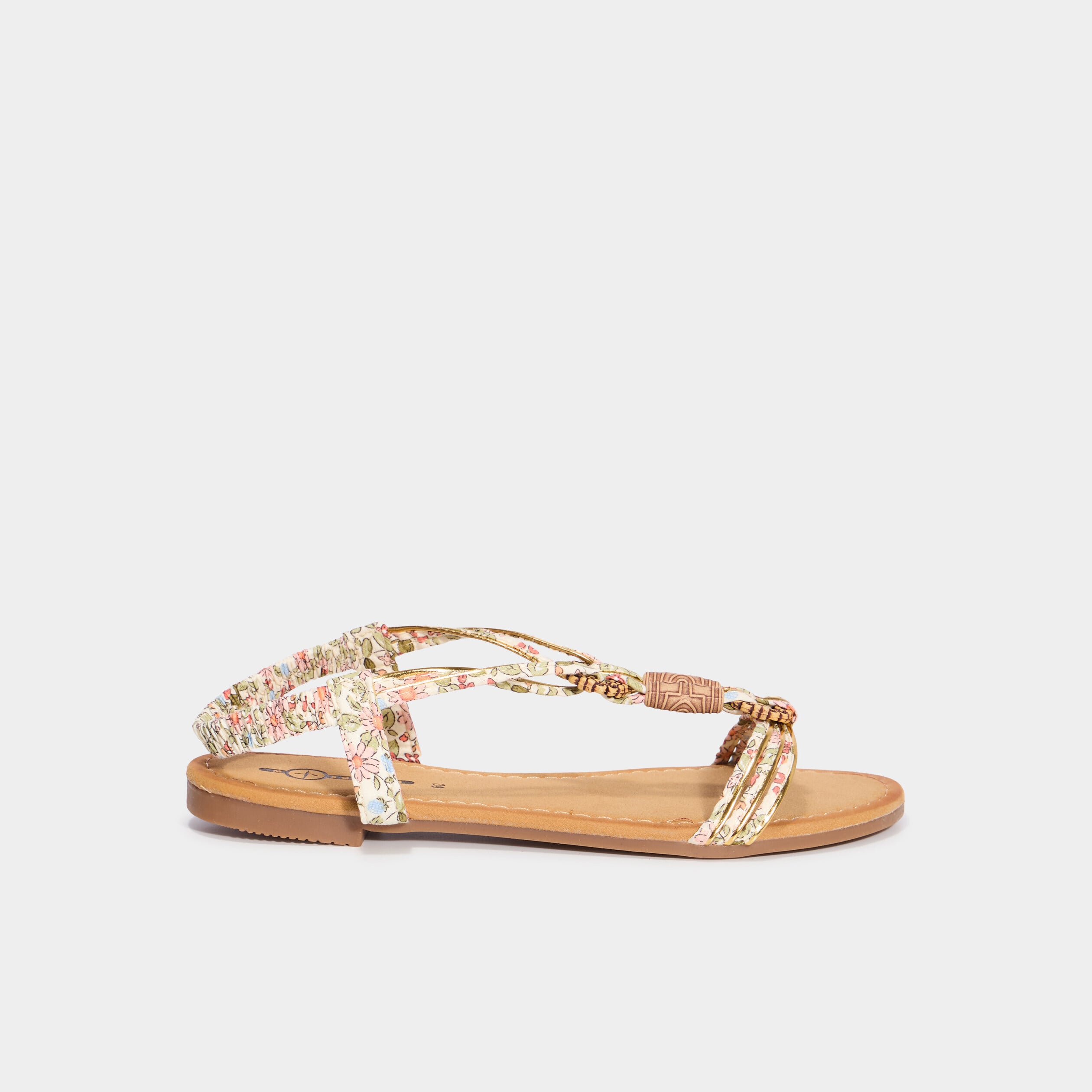 Sandales foulard bout rond &eacute;lastiqu&eacute;es blanc femme