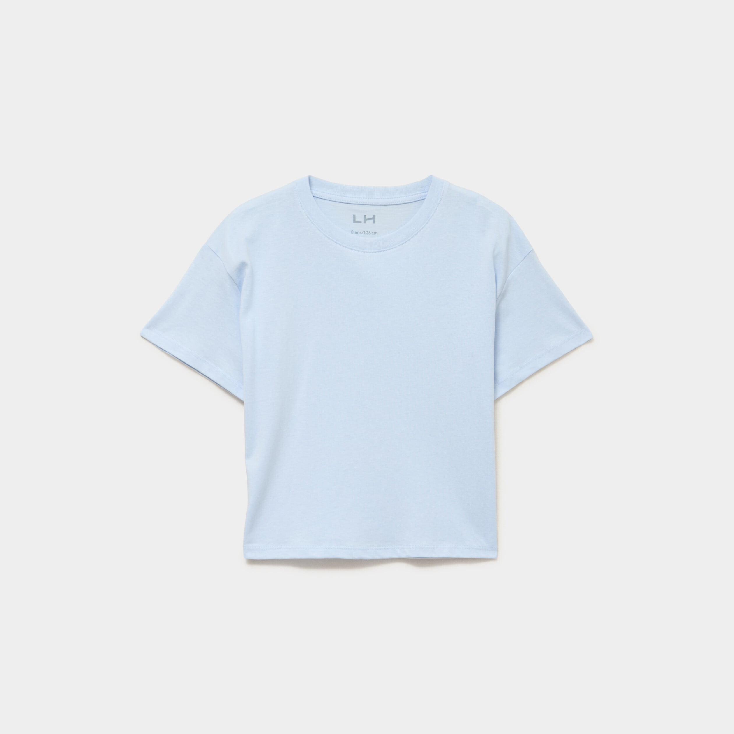 T-shirt manches courtes coton bleu ciel fille