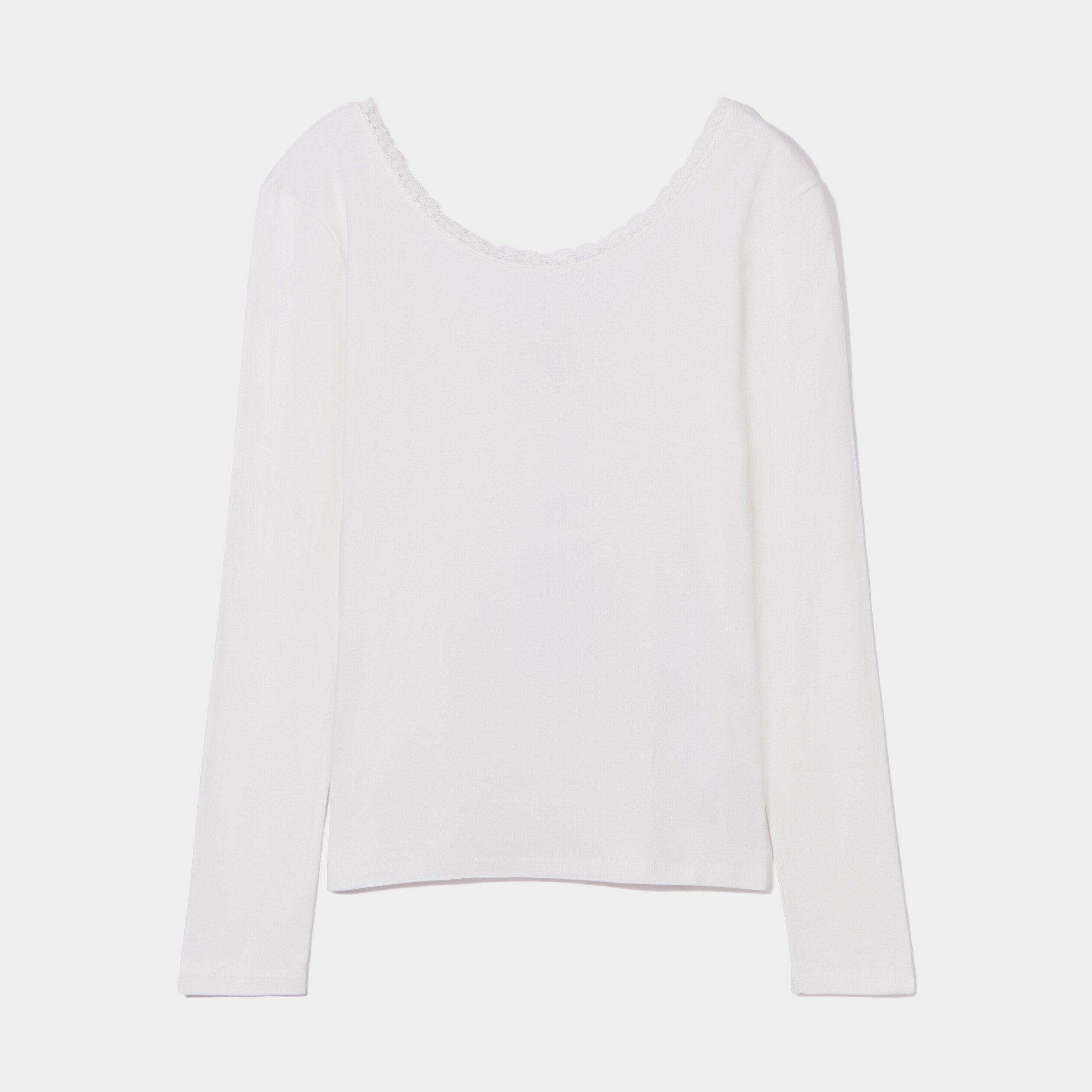 t shirt avec dentelle au col blanc femme T-shirt avec dentelle au col blanc femme