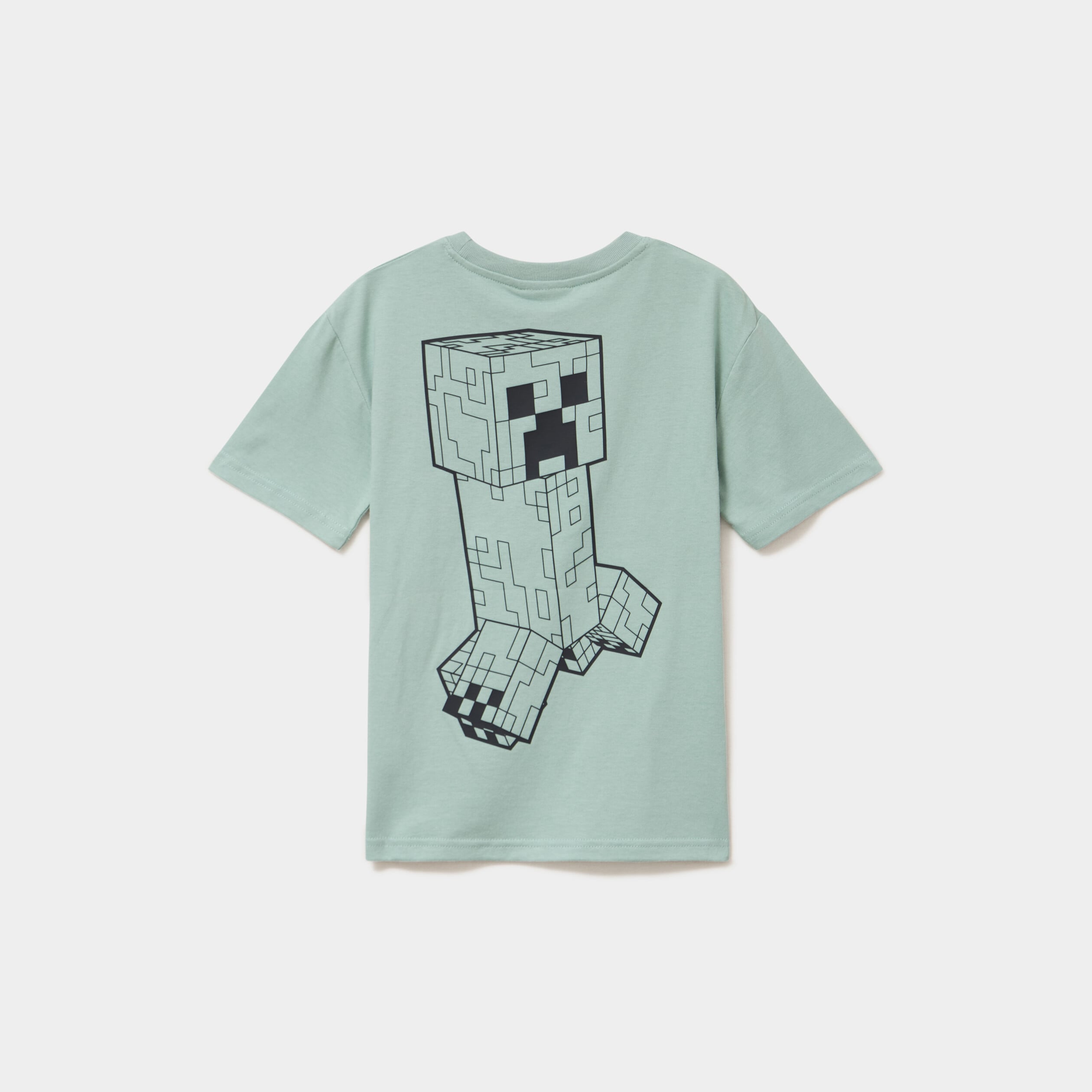 T-shirt manches courtes coton Minecraft vert kaki gar&ccedil;on