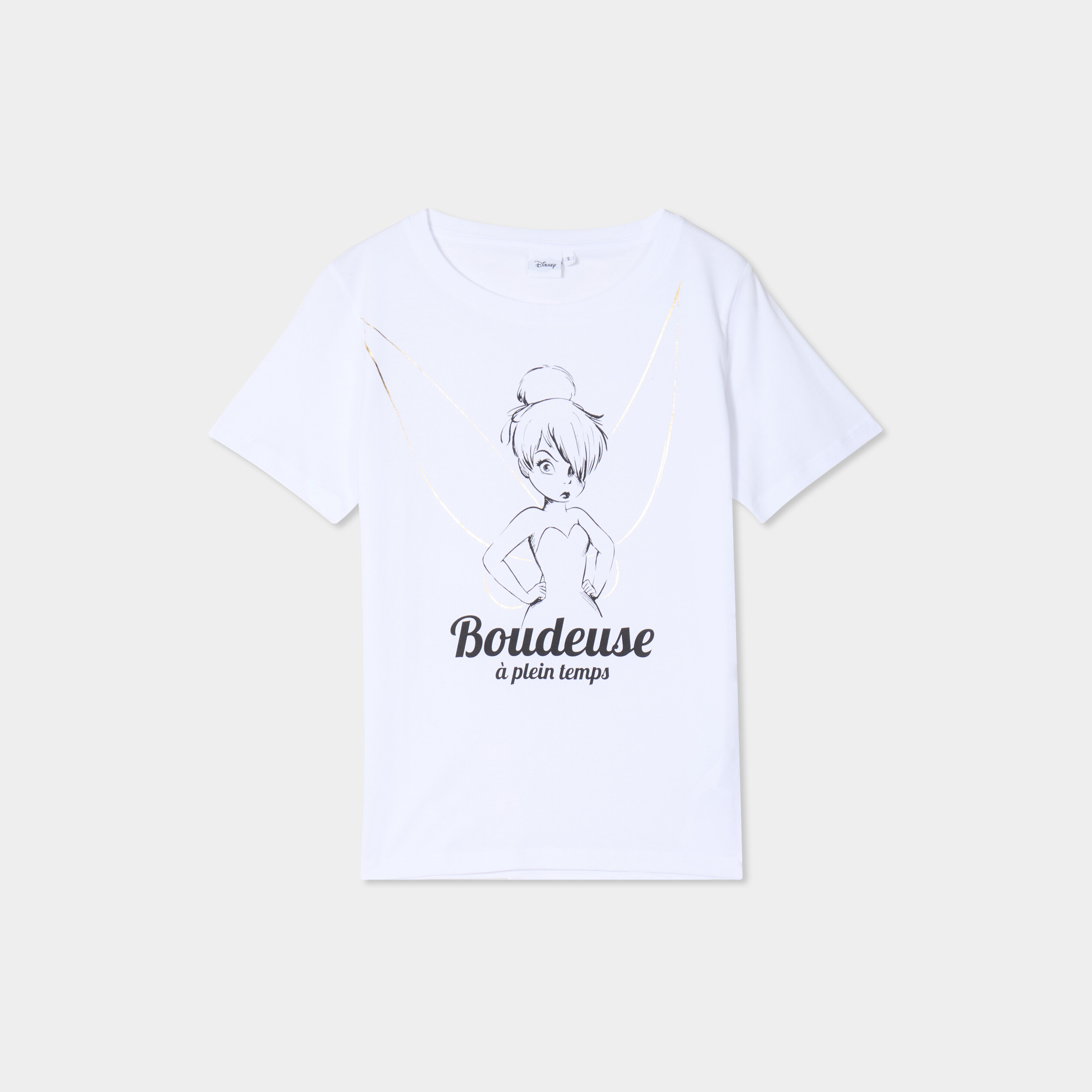 t shirt coton disney la fee clochette blanc femme T-shirt coton Disney La Fée Clochette blanc femme