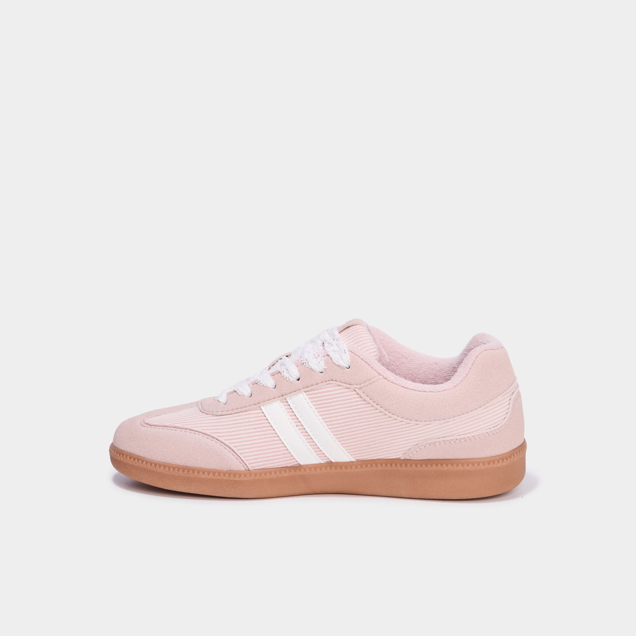 Tennis basses plates &agrave; lacets rose femme