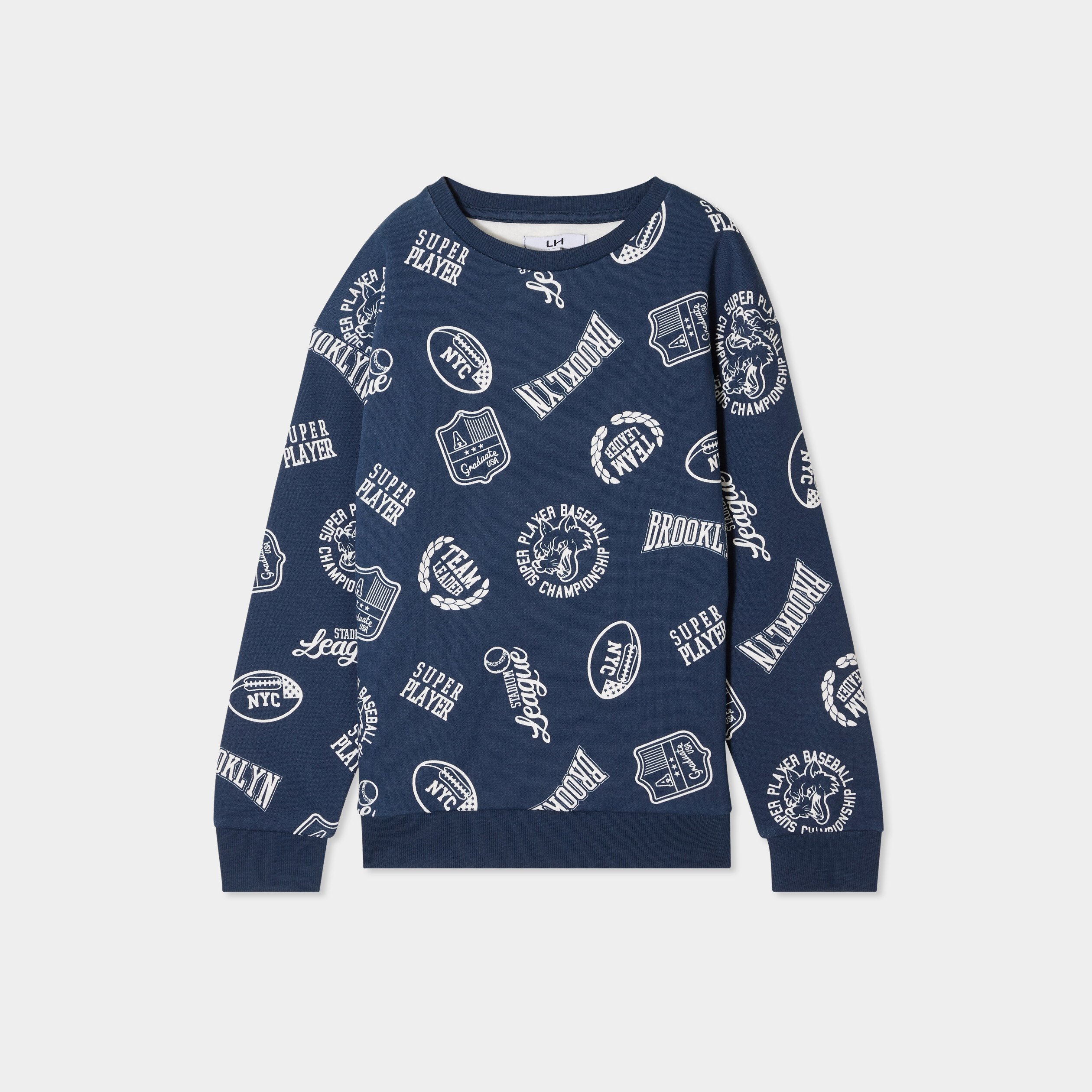 sweat col rond manches longues bleu marine garcon Sweat col rond manches longues bleu marine garçon