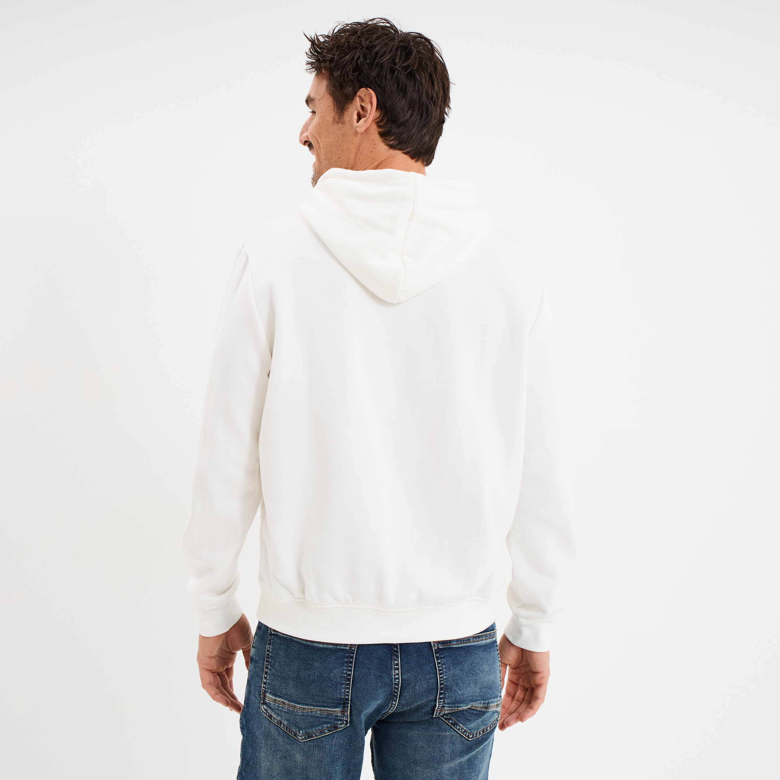 Sweat &agrave; capuche molleton Creeks blanc homme
