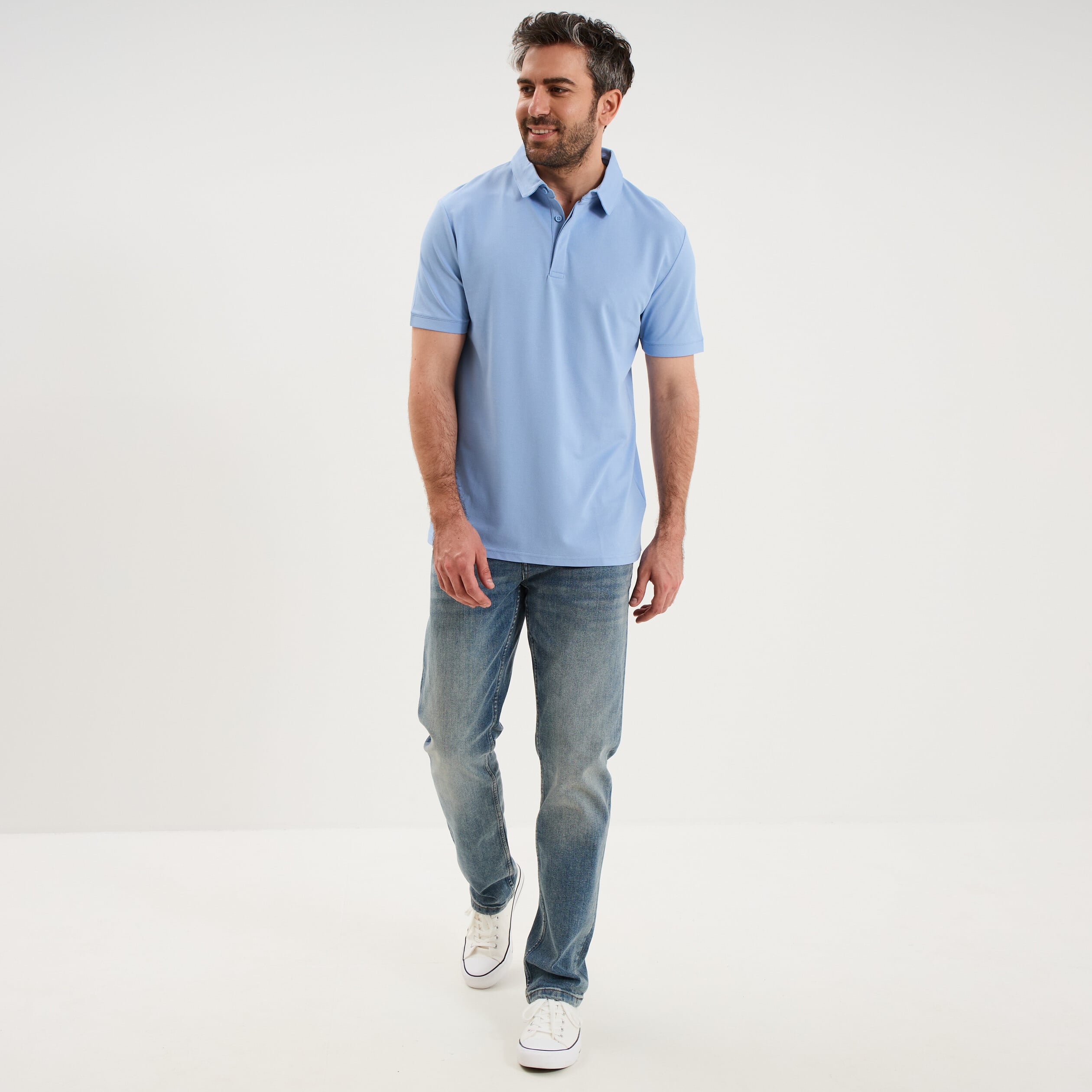 Polo manches courtes bleu ciel homme