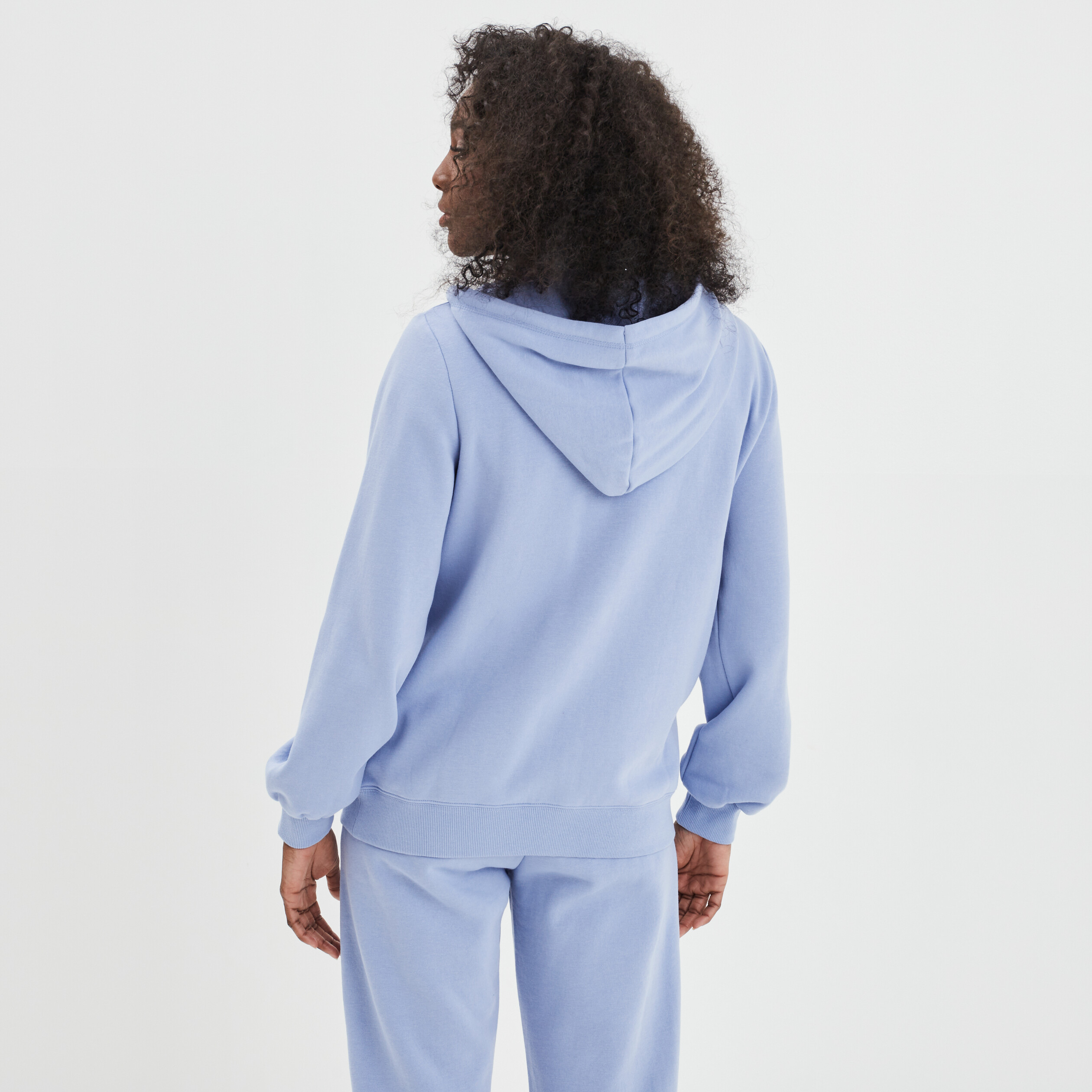 Sweat zippé à capuche hoodie bleu gris femme