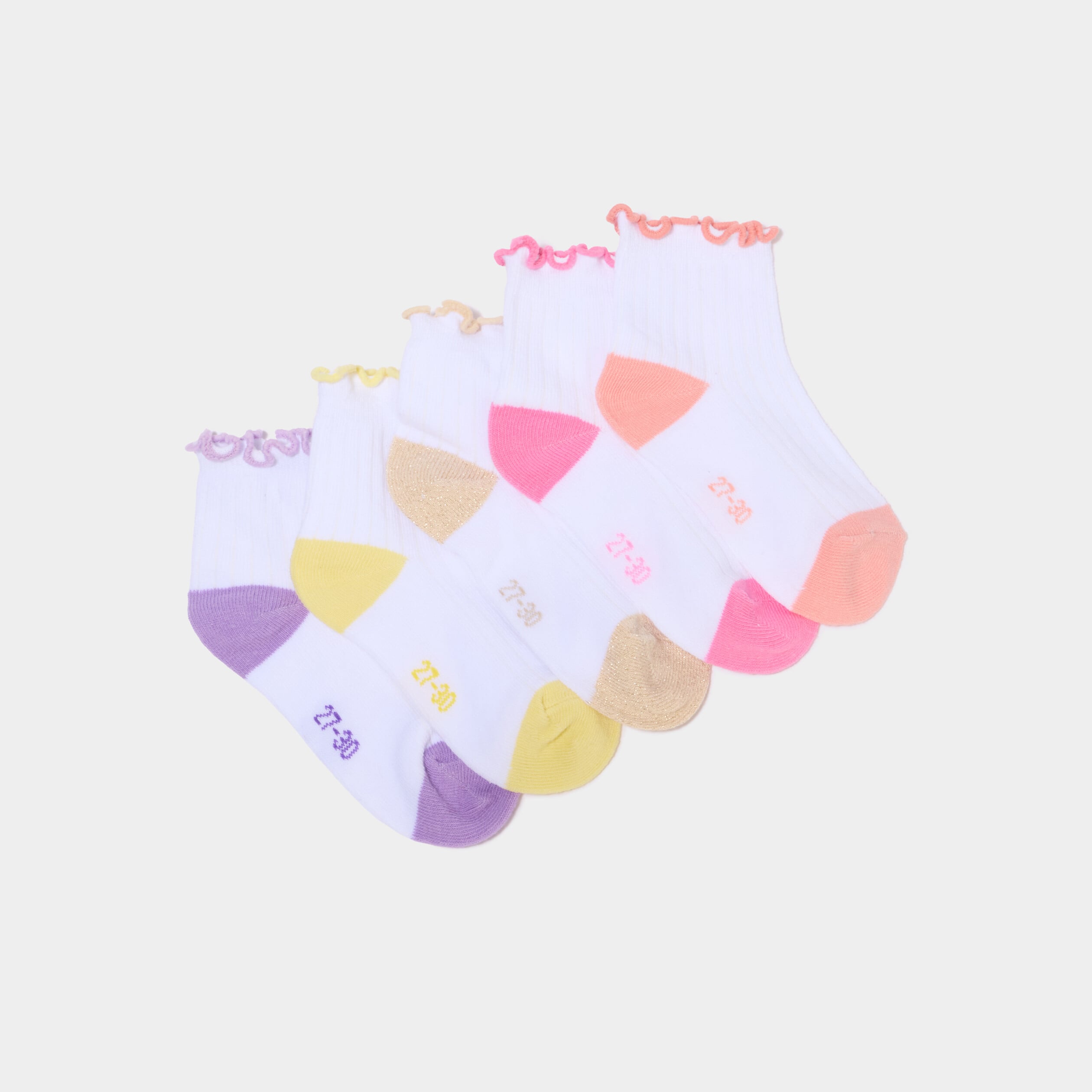 Lot 5 paires socquettes multicolore fille