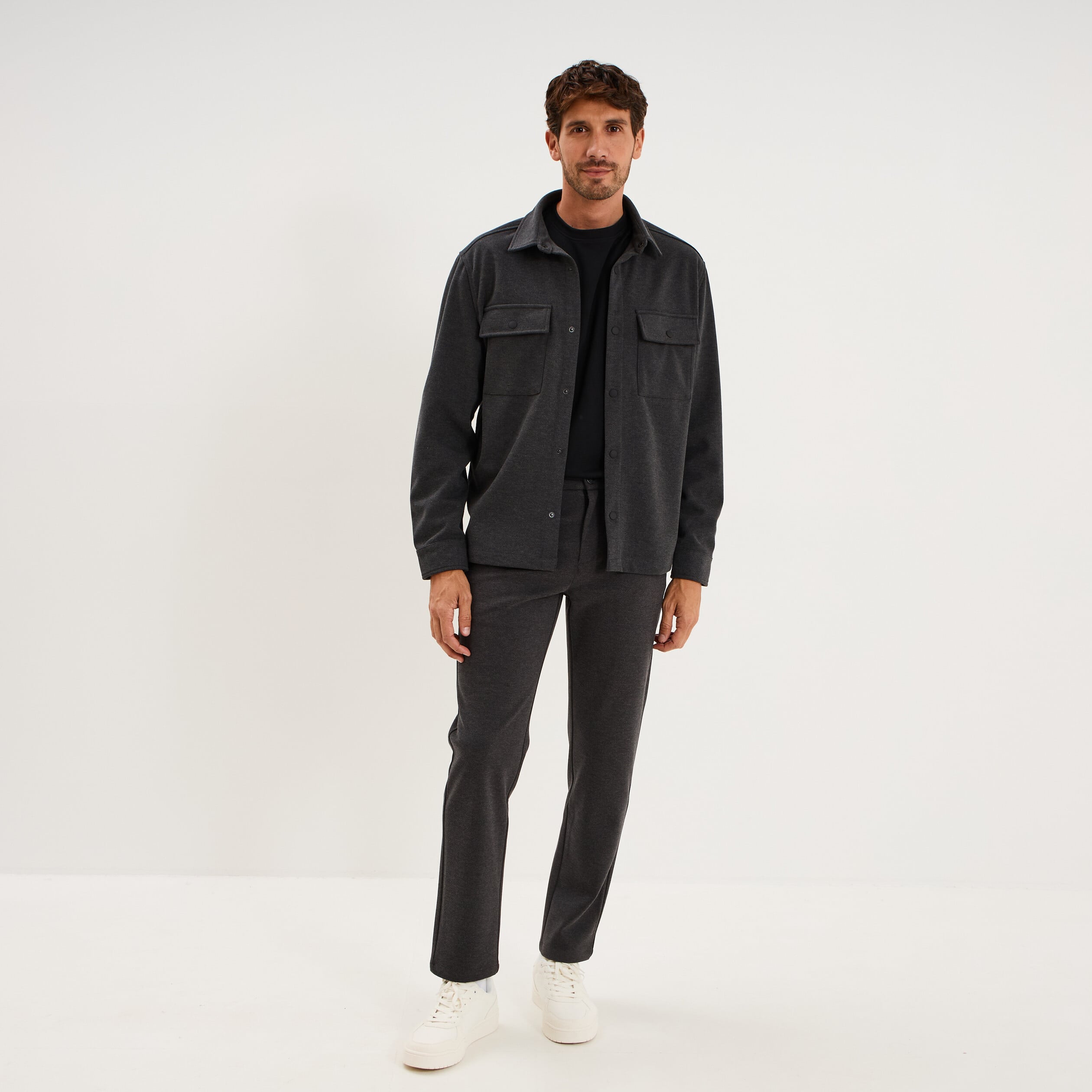 Surchemise 2 poches gris fonc&eacute; homme