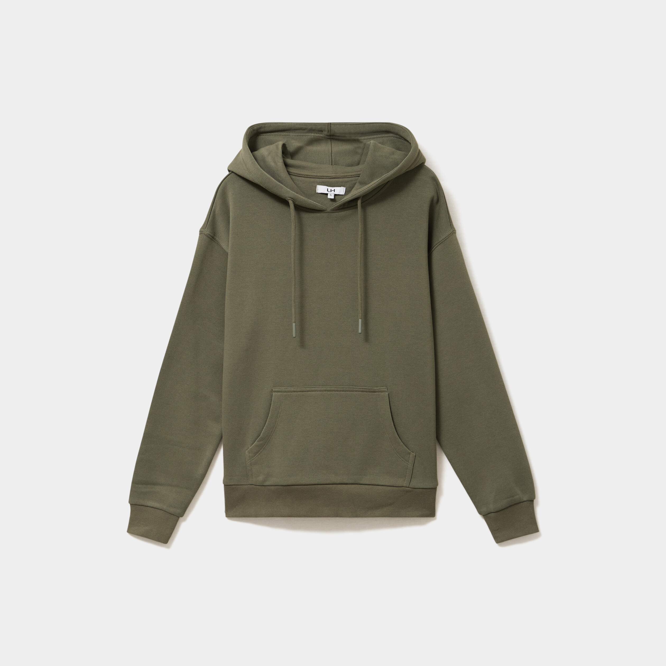 Sweat hoodie 1 poche &agrave; capuche vert kaki femme