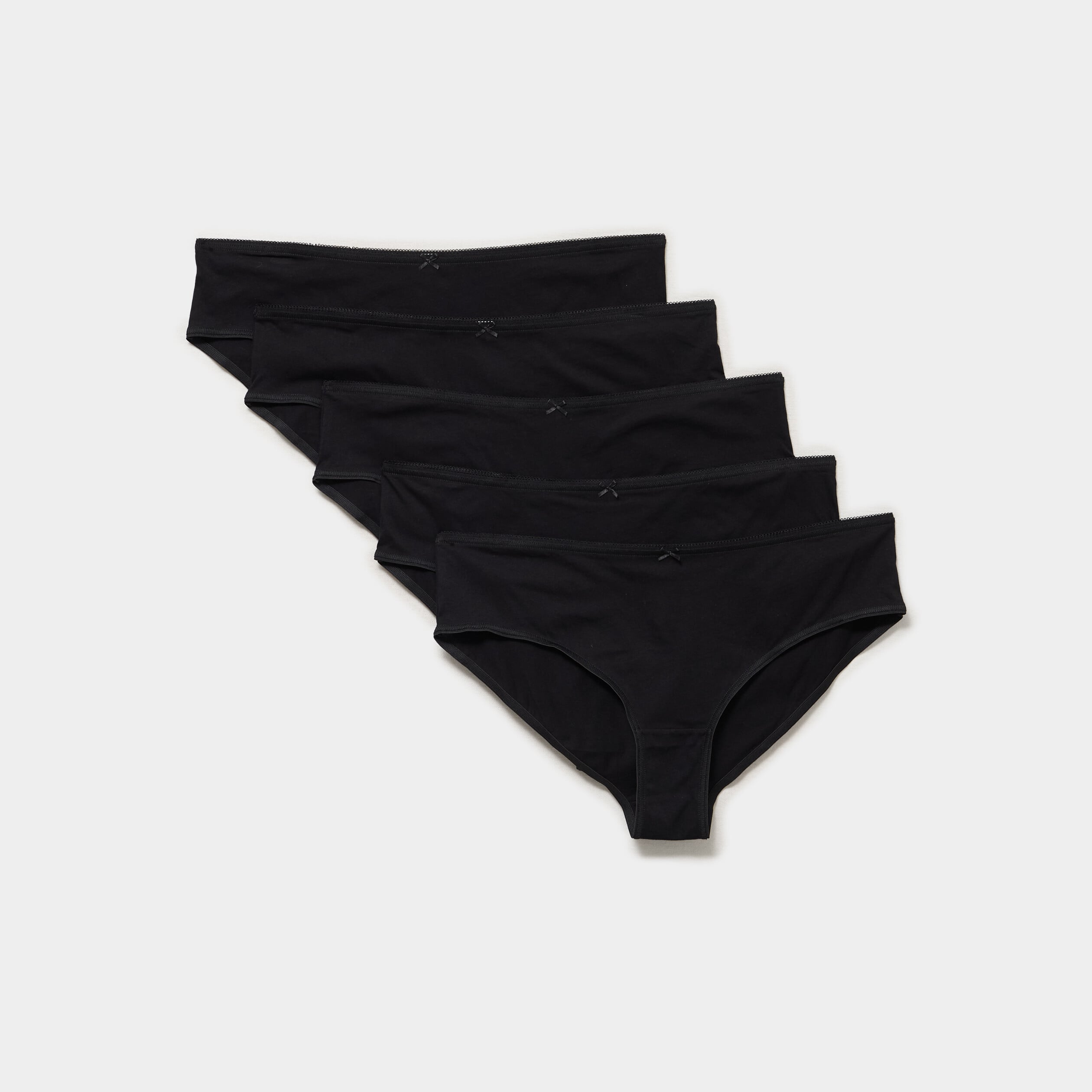 Lot 5 culottes taille &eacute;lastiqu&eacute;e coton noir femme grande taille