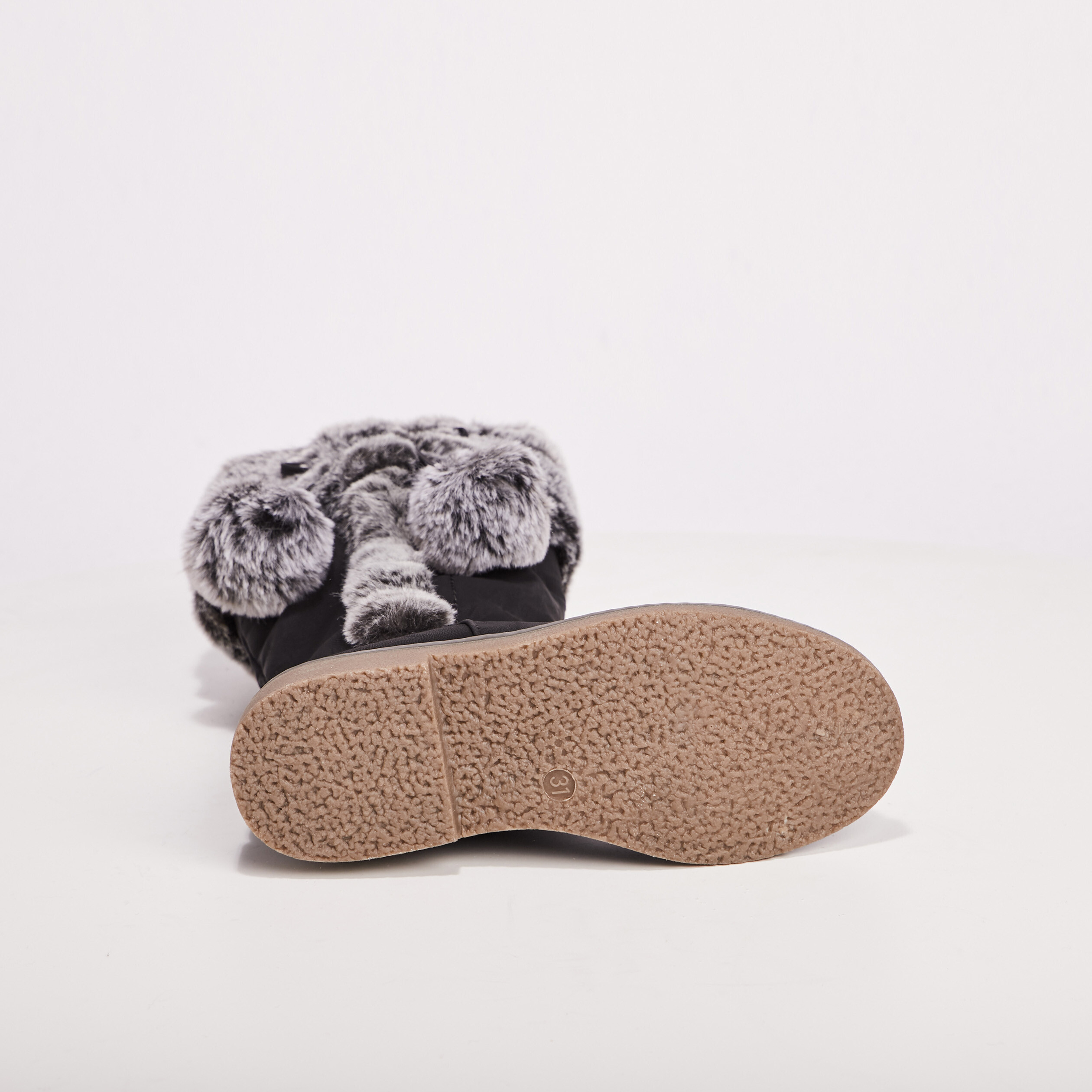 bottes zippees avec pompons noir fille Bottes zippées avec pompons noir fille