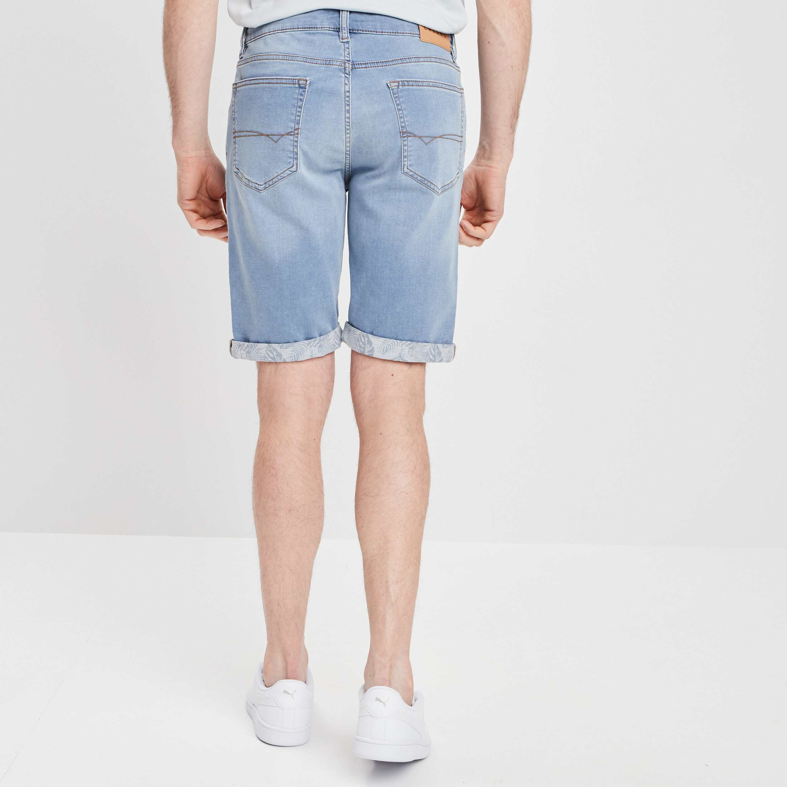 Bermuda straight en jean denim bleach homme