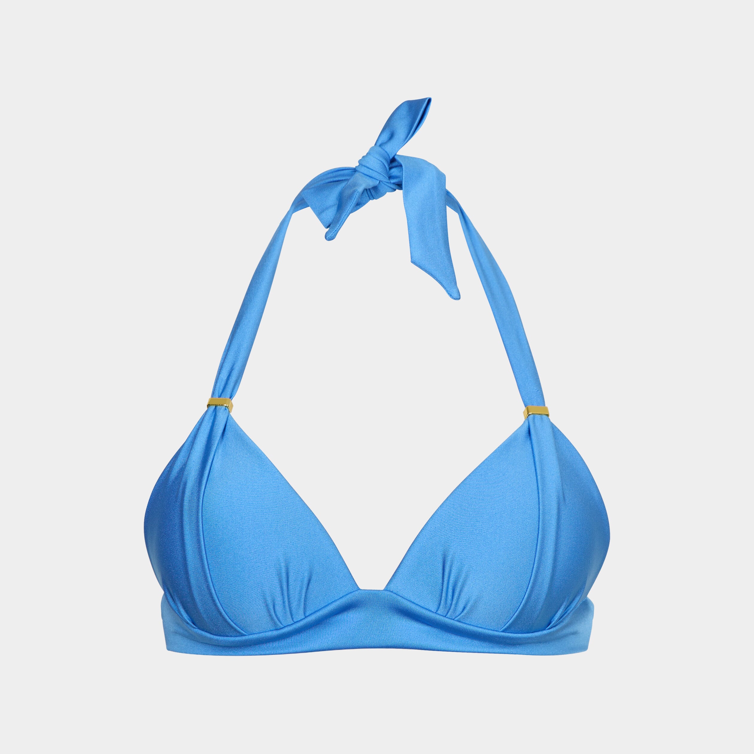 Haut de maillot de bain forme triangle bleu clair femme