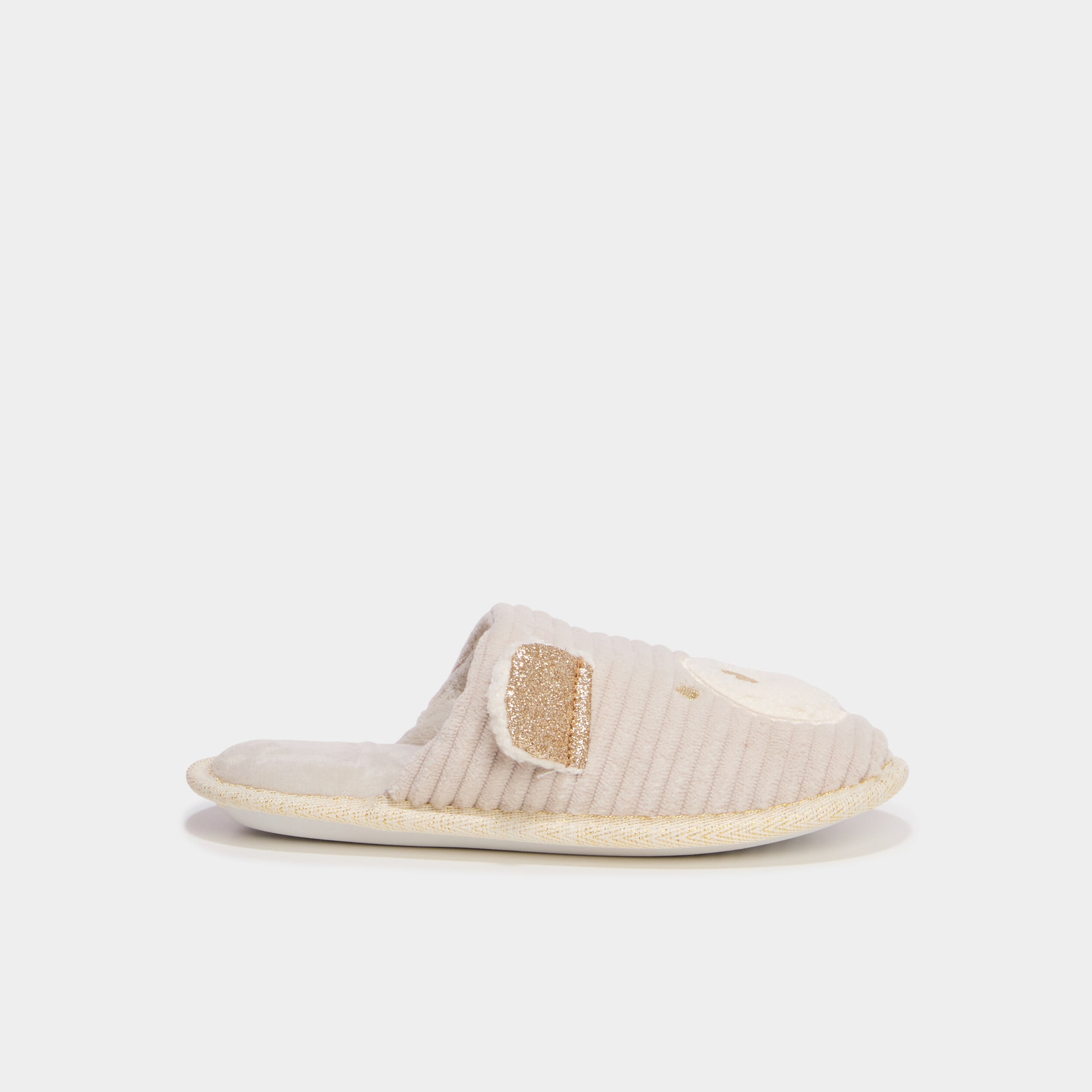 Chaussons mules effet velours sable fille