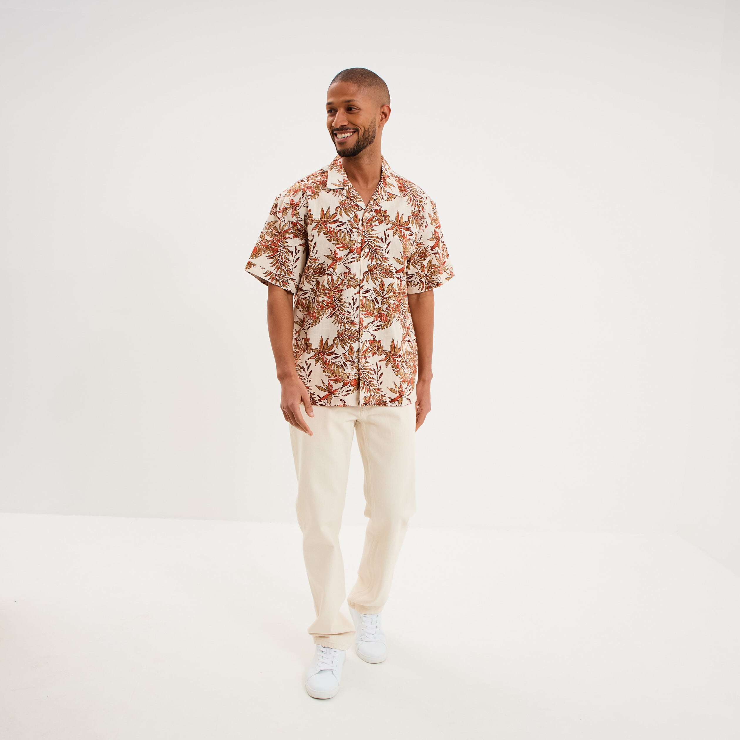 Chemise en coton manches courtes multicolore homme