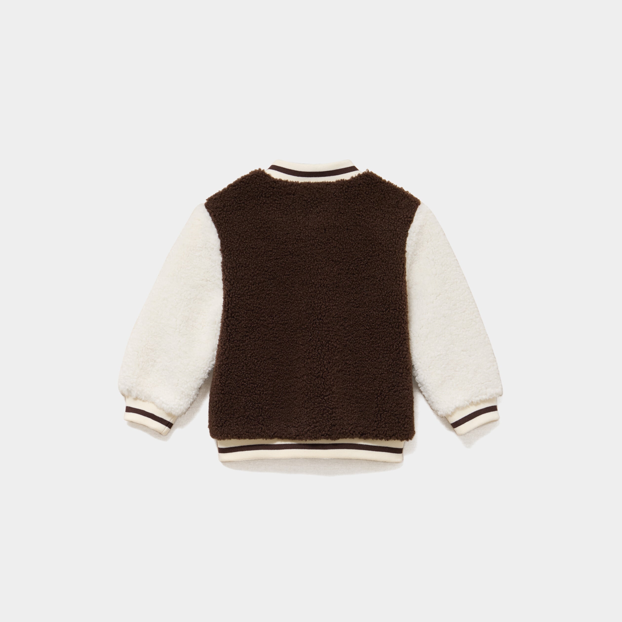 Gilet effet polaire col teddy boutonn&eacute; marron b&eacute;b&eacute; gar&ccedil;on