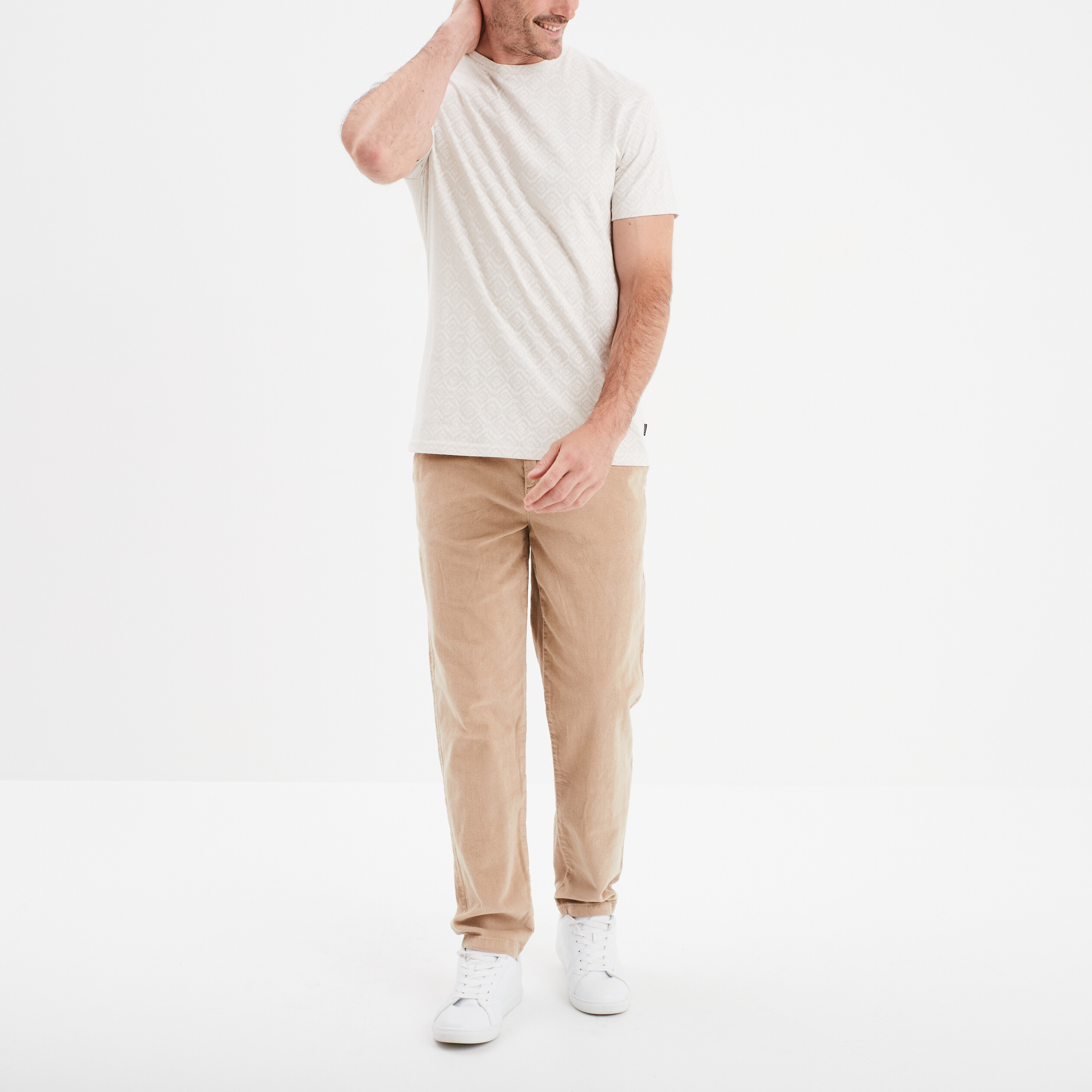 t shirt manches courtes col rond creme homme T-shirt manches courtes col rond creme homme