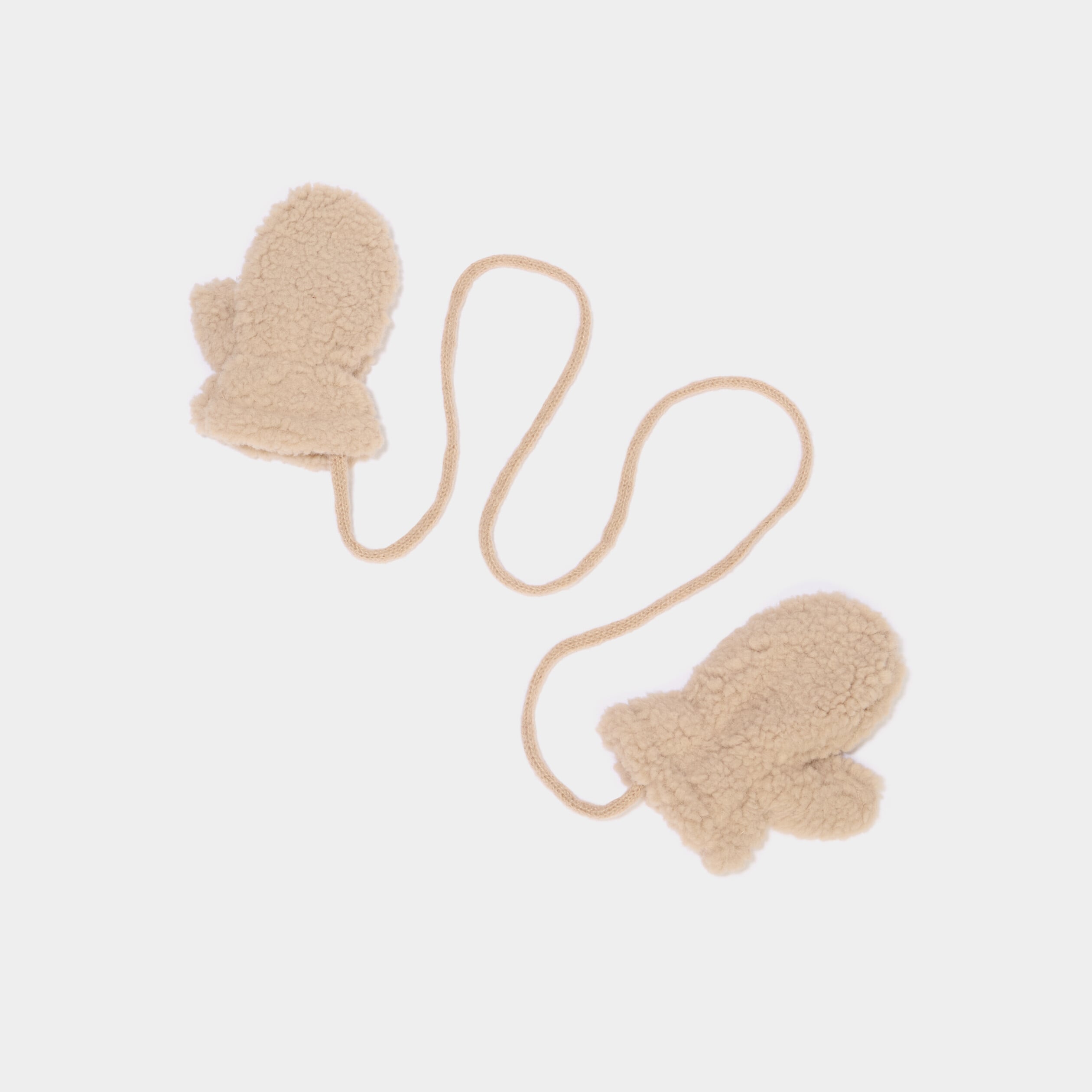Mouffles effet polaire avec cordon sable b&eacute;b&eacute;