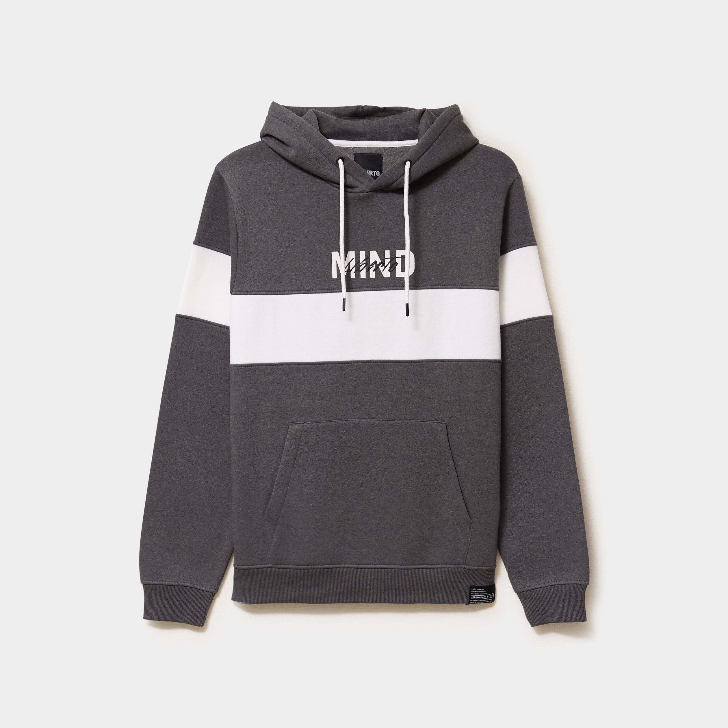 Sweat hoodie molleton manches longues gris fonc&eacute; homme