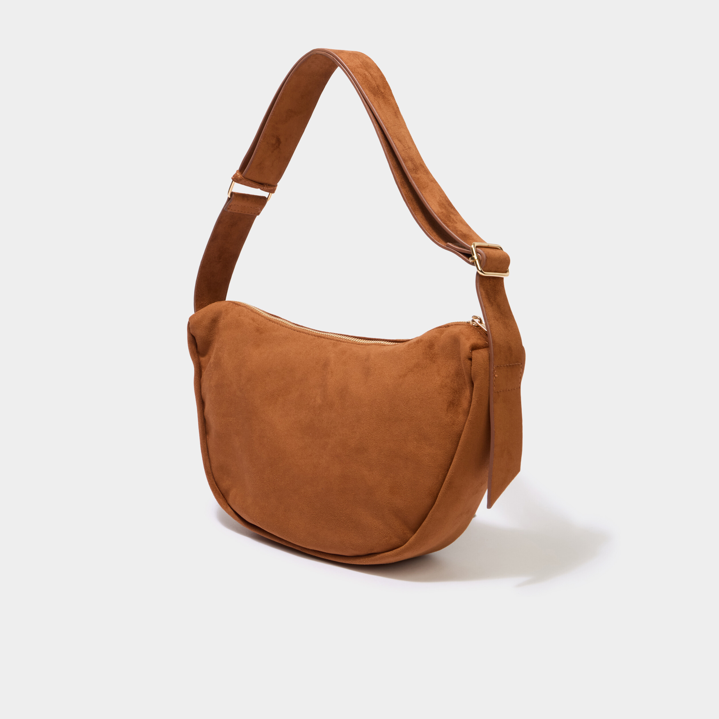 Sac banane effet su&eacute;dine camel femme