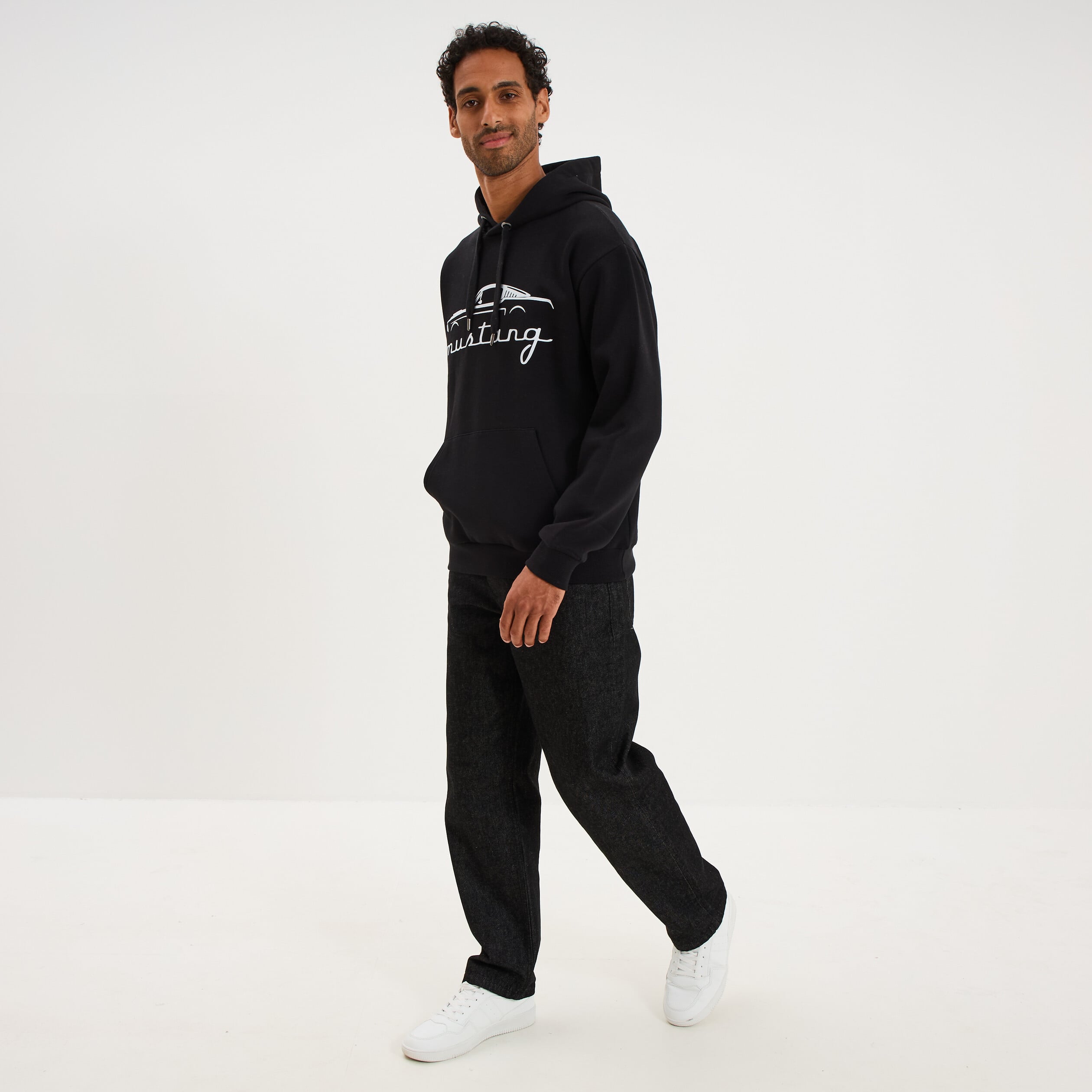 Sweat hoodie 1 poche &agrave; capuche Mustang noir homme
