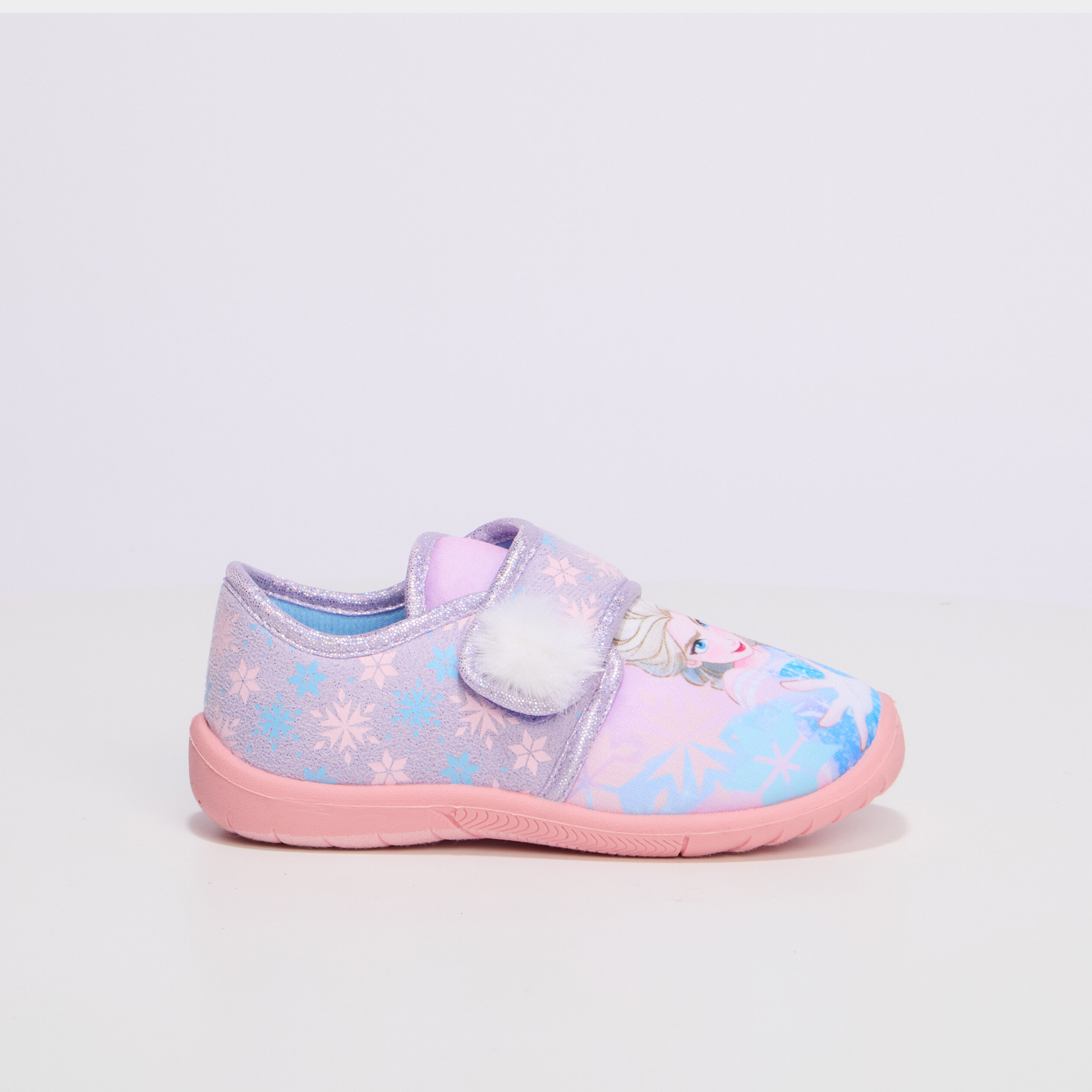 Chaussons &agrave; pompons La Reine des neiges mauve fille