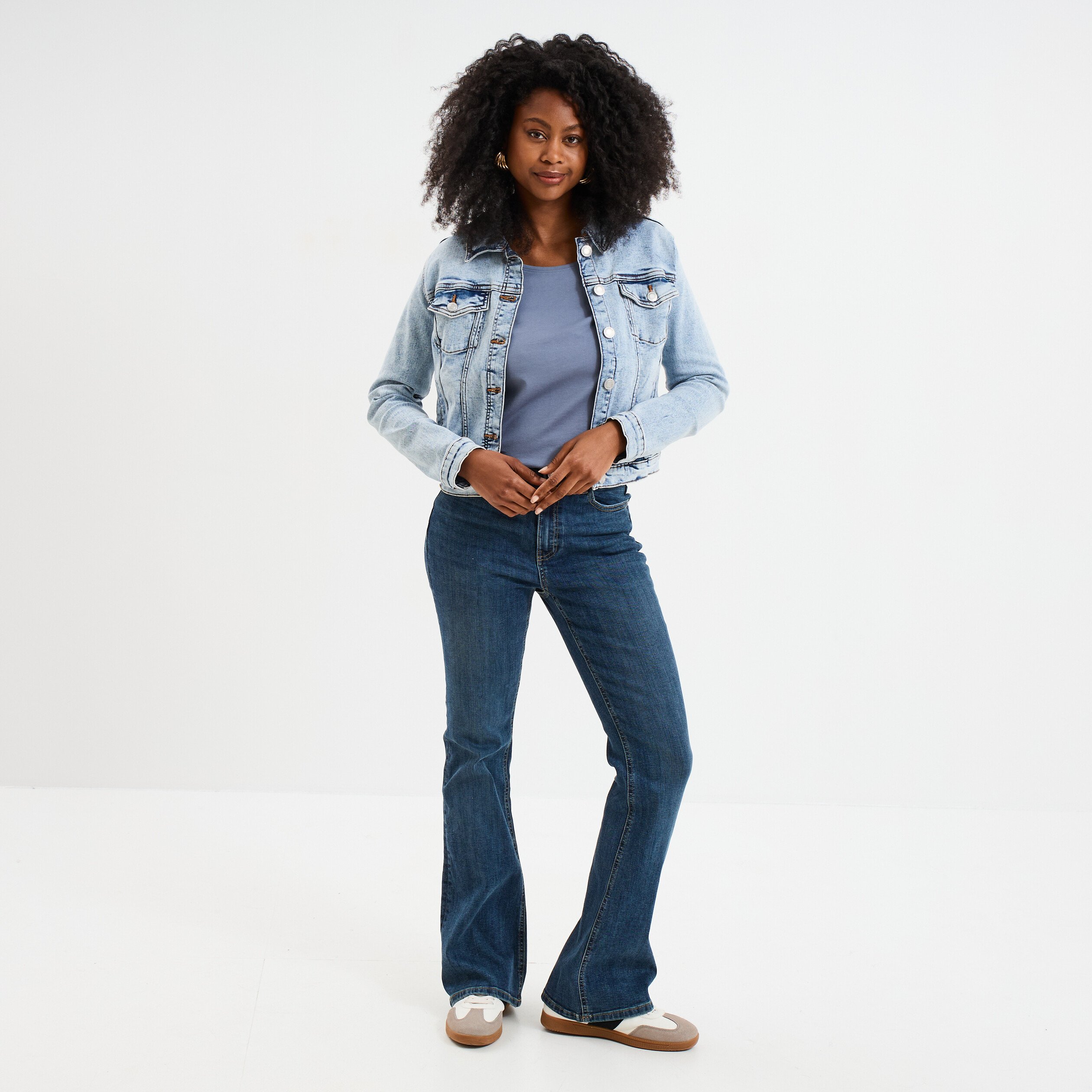 t shirt coton col rond manches courtes bleu gris femme T-shirt coton col rond manches courtes bleu gris femme