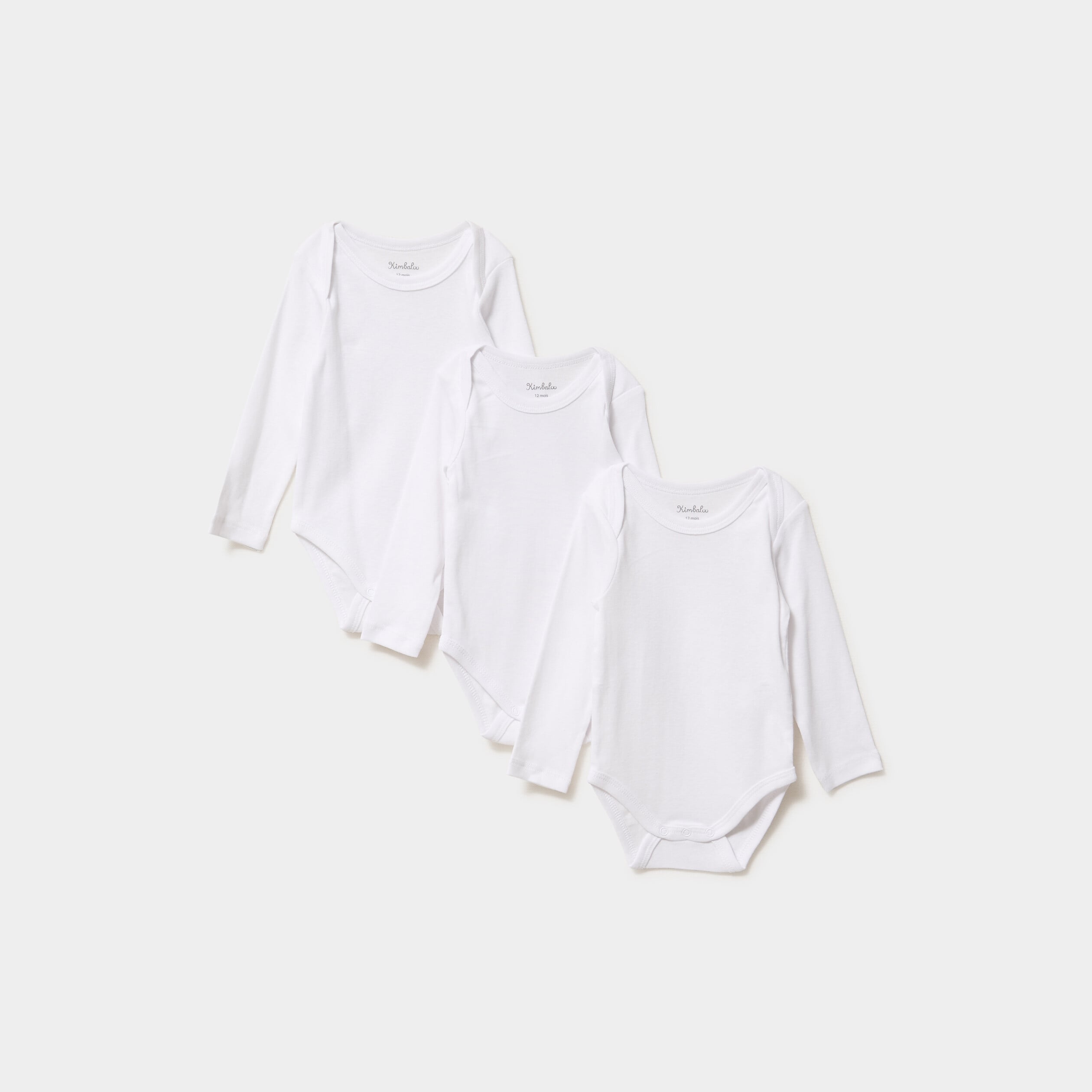Lot 3 bodies US manches longues blanc b&eacute;b&eacute;