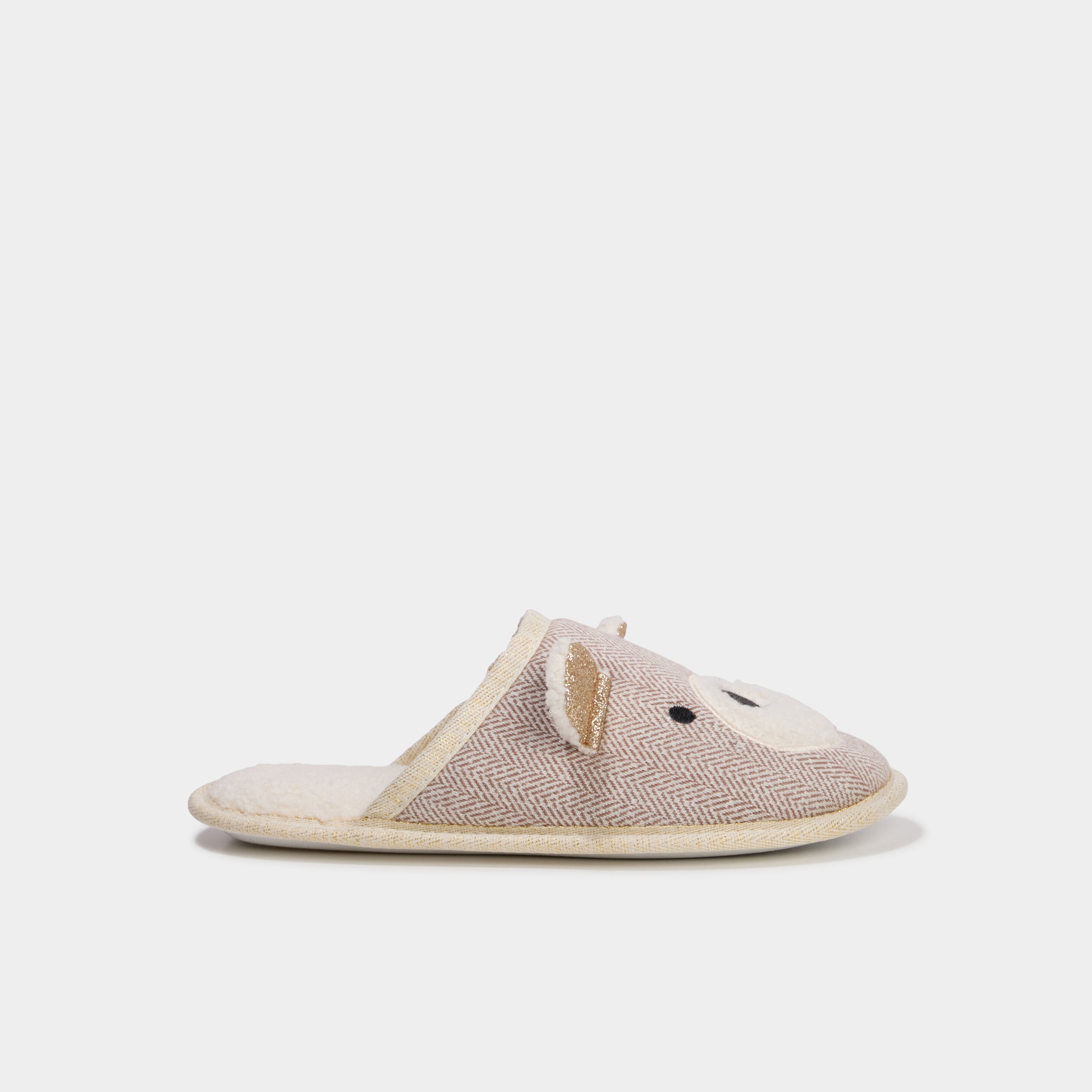 Chaussons mules doublure polaire sable femme