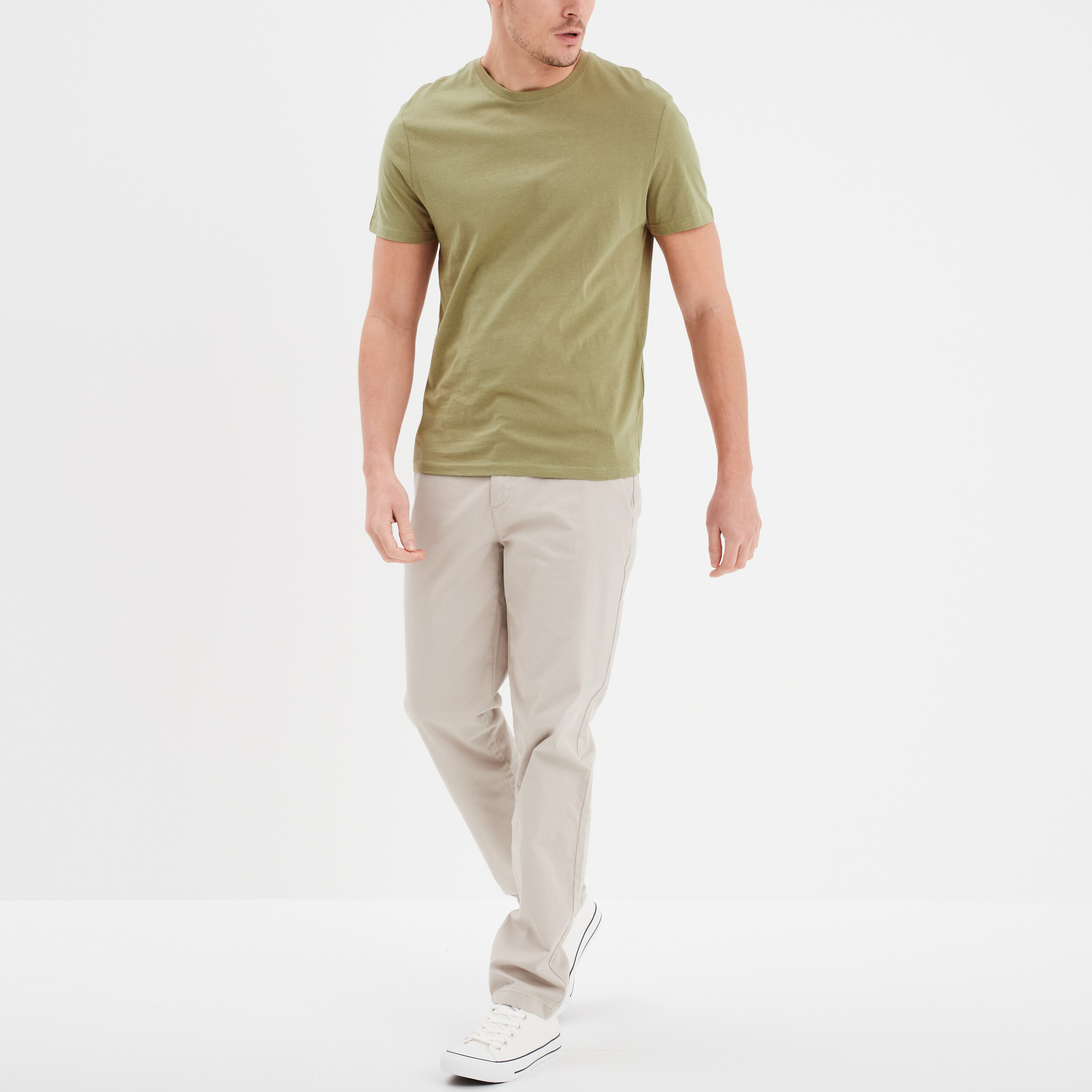 pantalon chino droit stretch retrousse gris clair homme Pantalon chino droit stretch retroussé gris clair homme