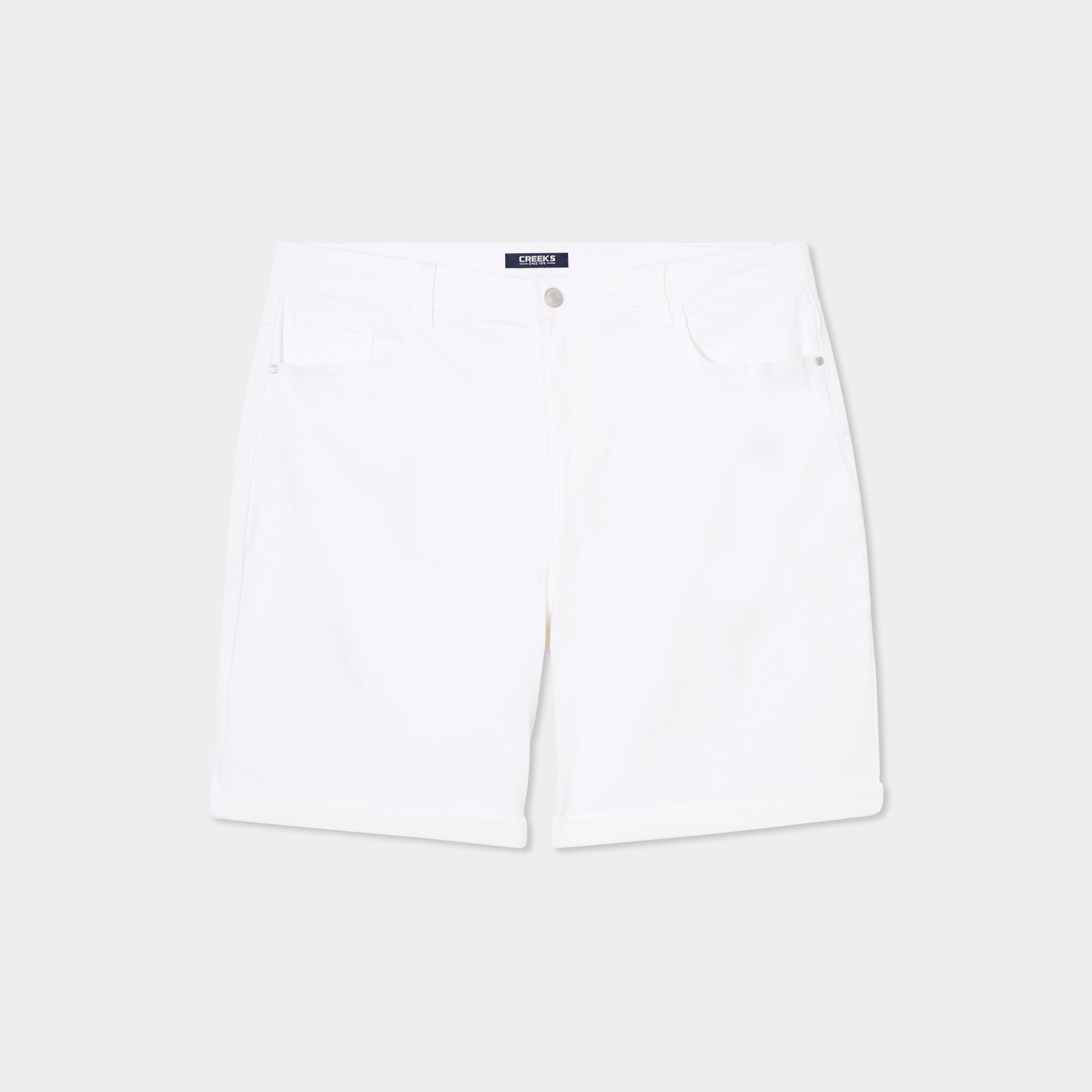 Short en jean droit 5 poches denim blanc femme grande taille