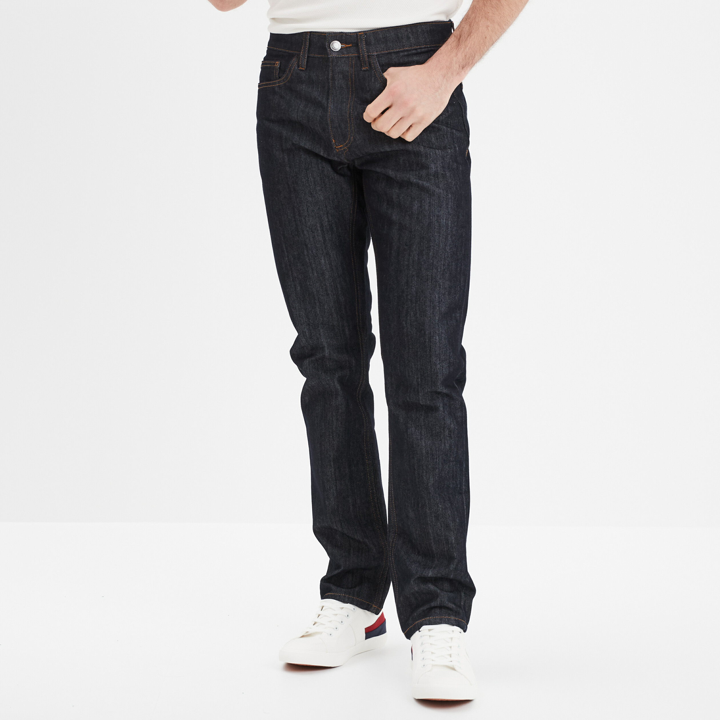 Jeans straight denim 5 poches denim brut homme