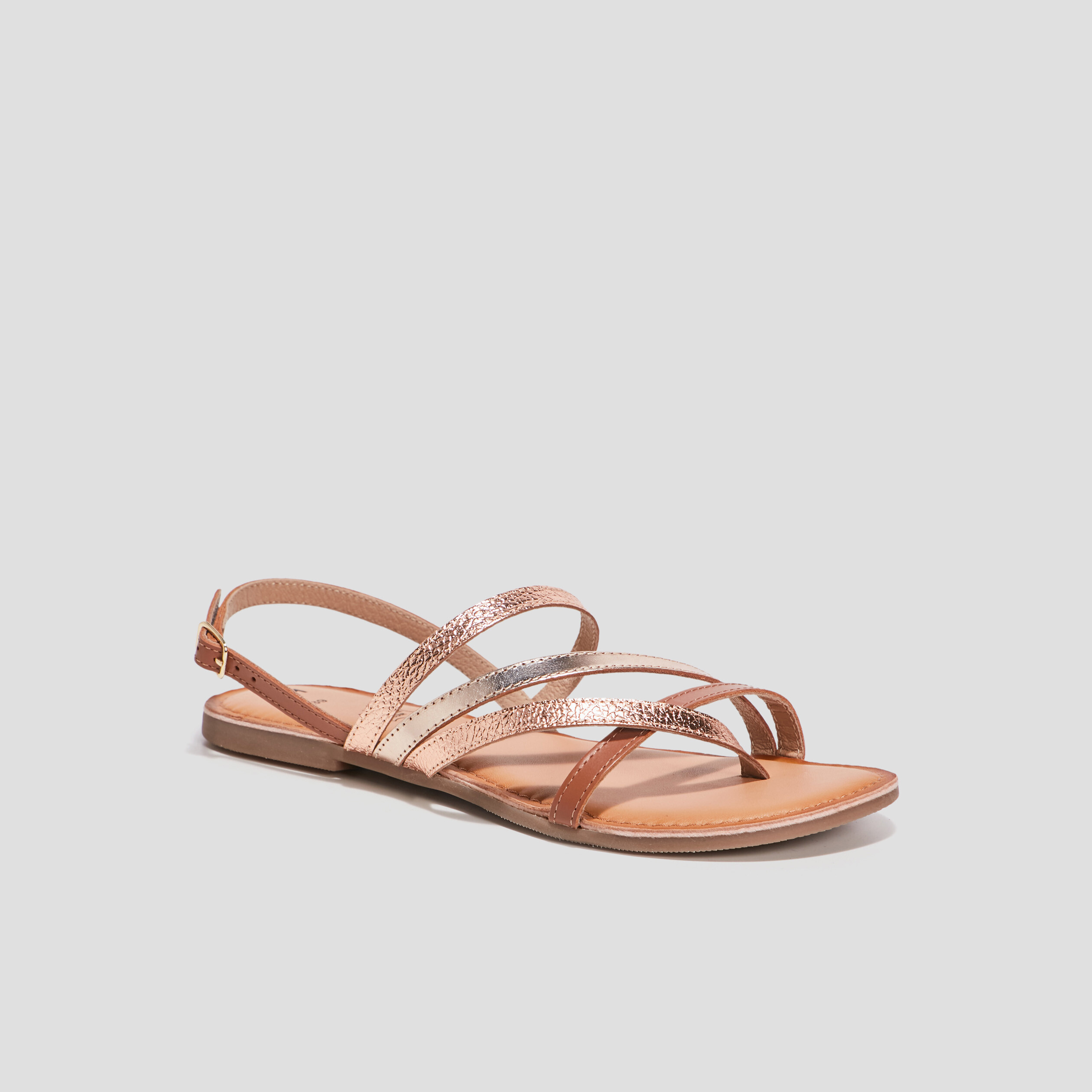 Sandales en cuir marron femme cheap