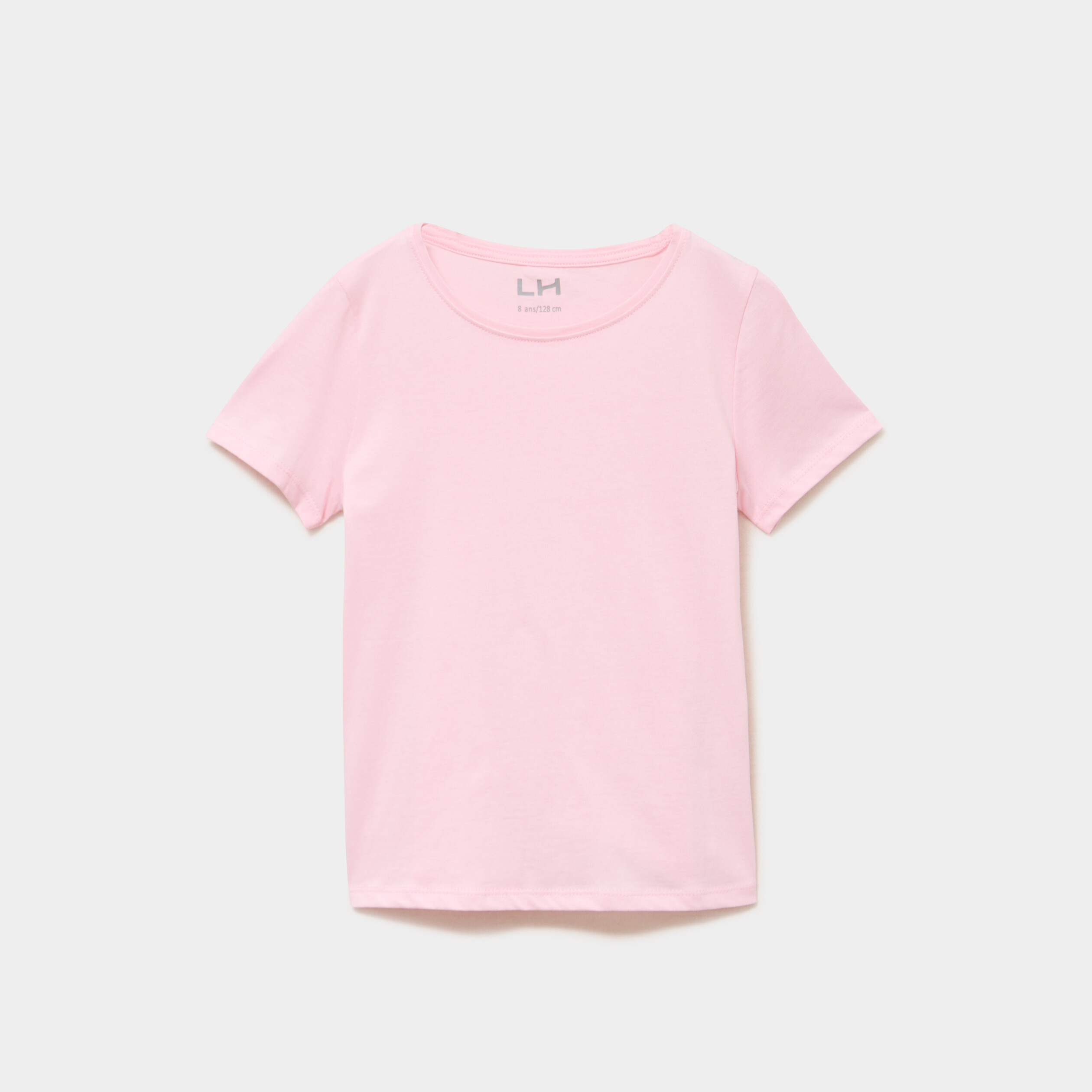 T-shirt manches courtes en coton rose clair fille