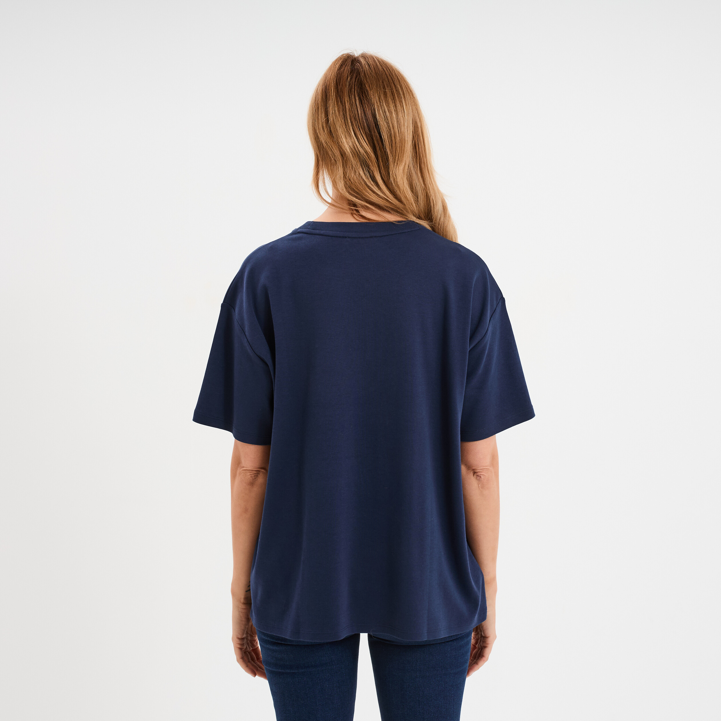t shirt col rond manches courtes coton bleu marine femme T-shirt col rond manches courtes coton bleu marine femme