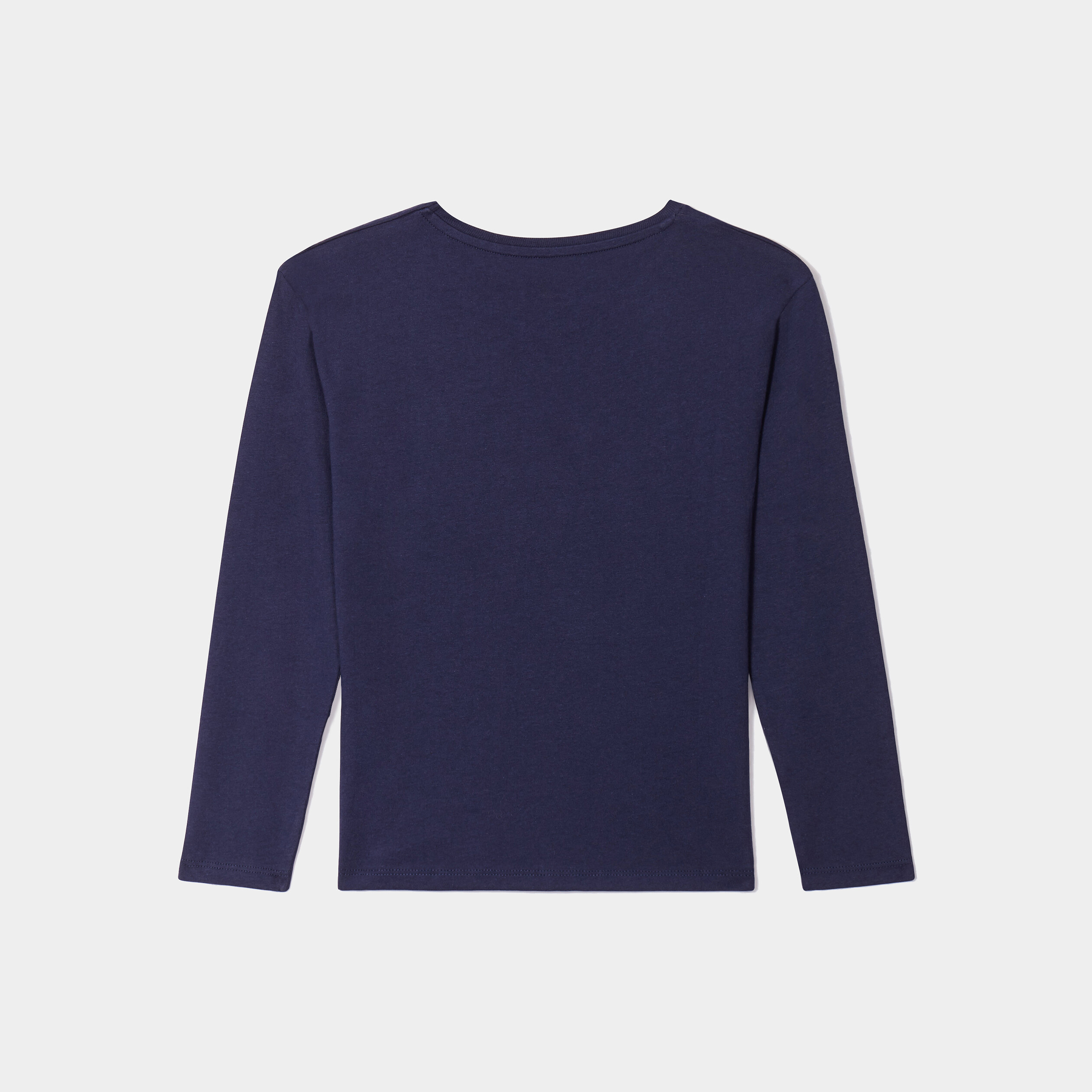 t shirt droit a manches longues en coton bleu marine fille T-shirt droit à manches longues en coton bleu marine fille