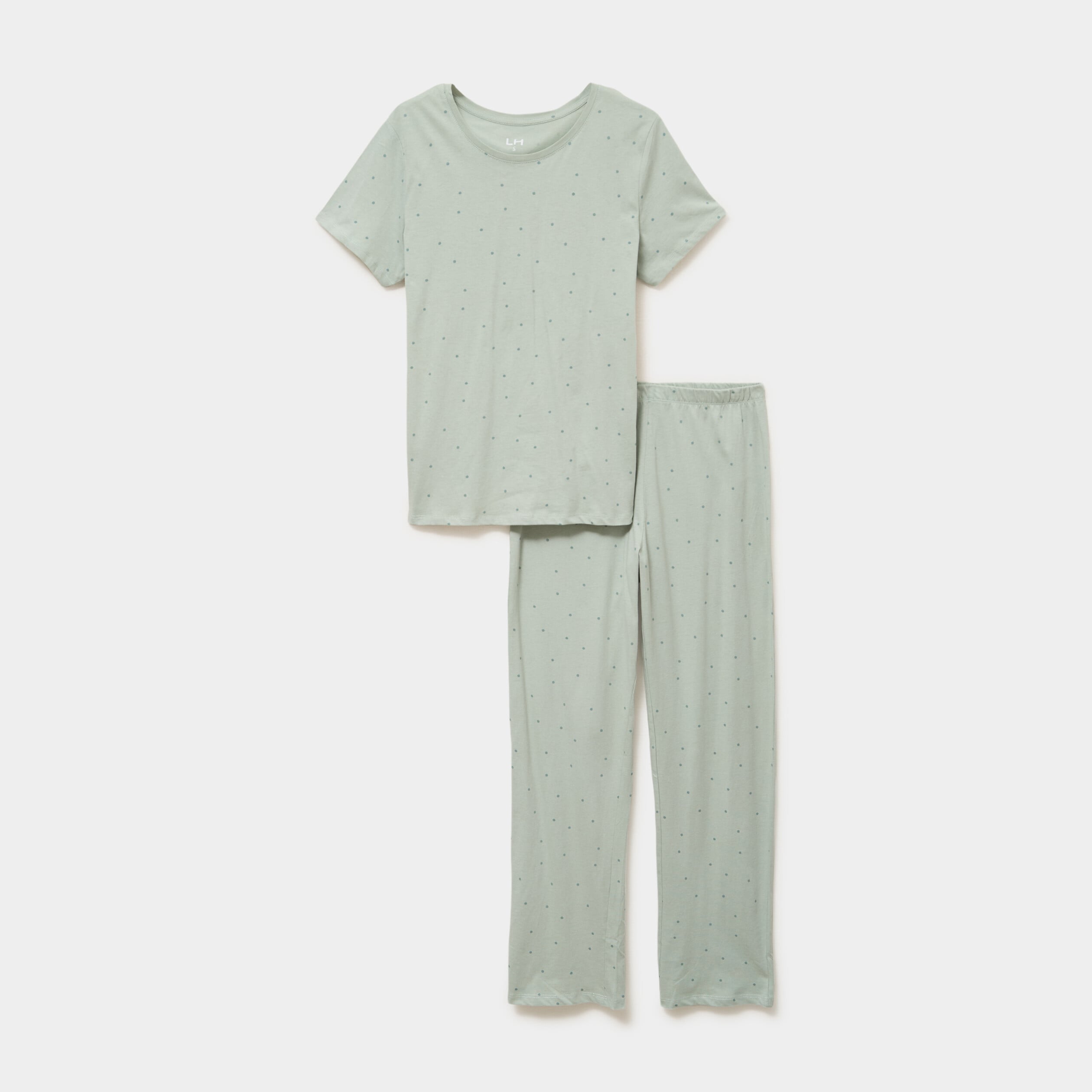 Ensemble pyjama t-shirt pantalon coton vert pastel femme