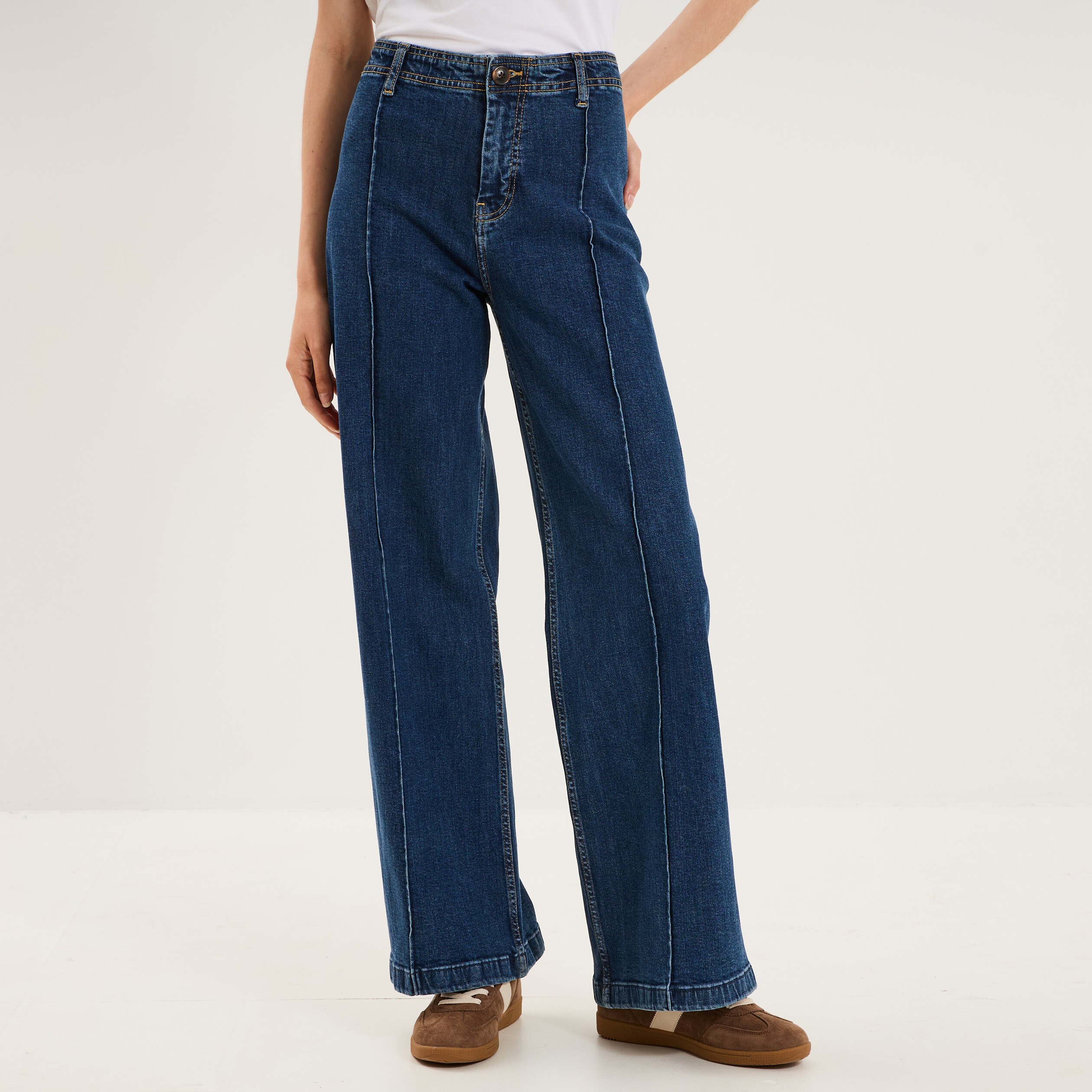 Jean denim flare coton majoritaire denim stone femme