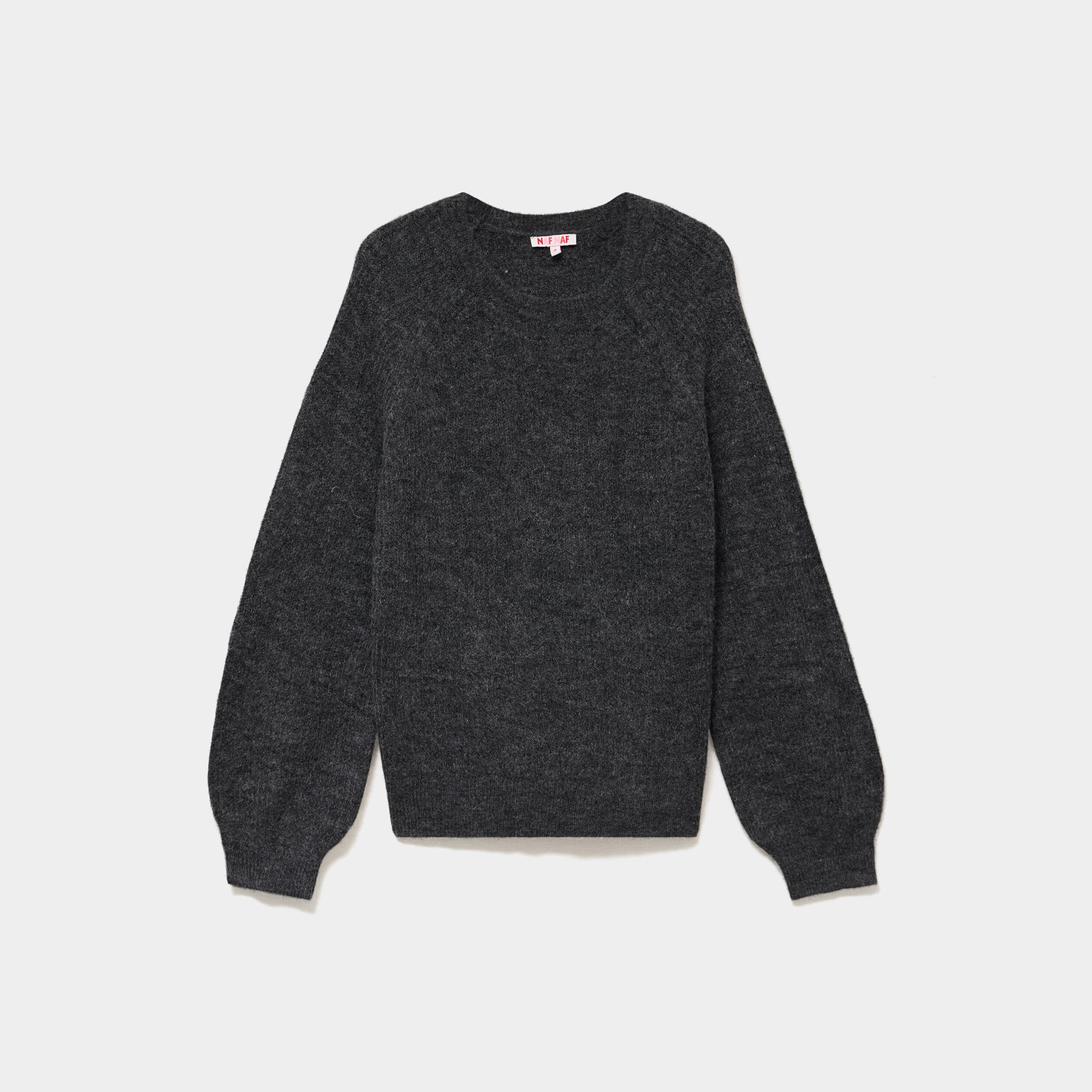 Pull col rond manches longues gris fonc&eacute; femme
