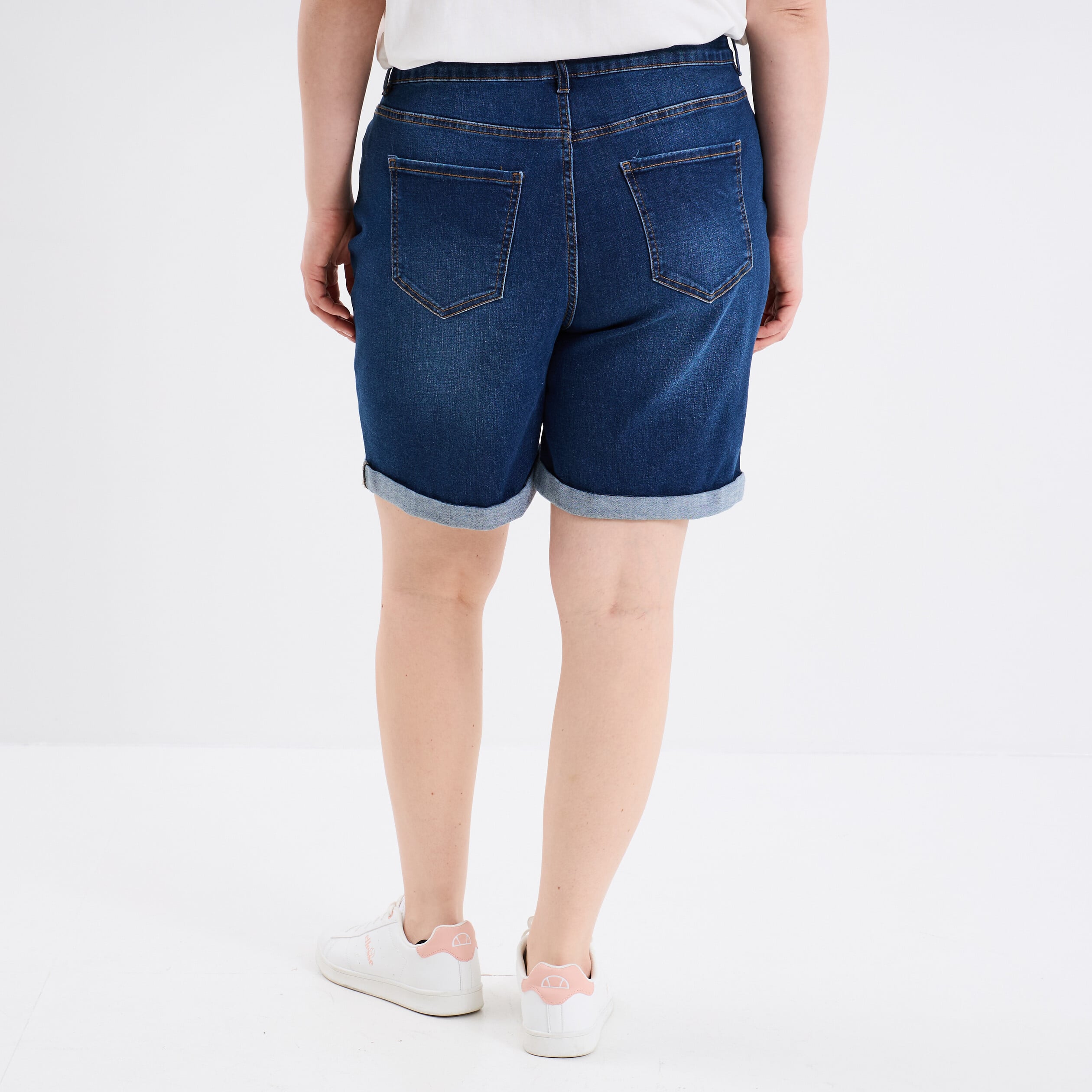 Short en jean droit 5 poches denim stone femme grande taille