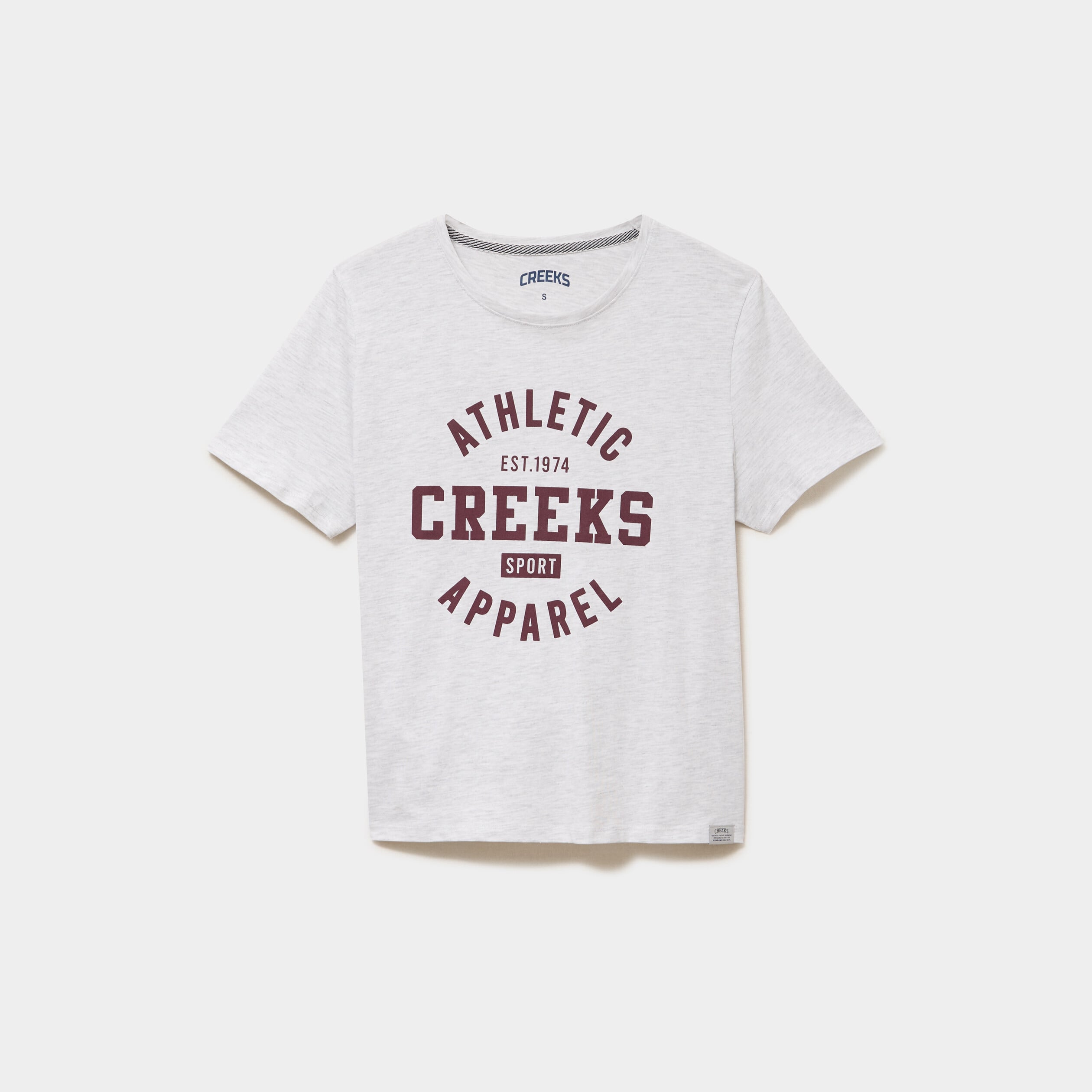 T-shirt col rond manches courtes gris clair femme