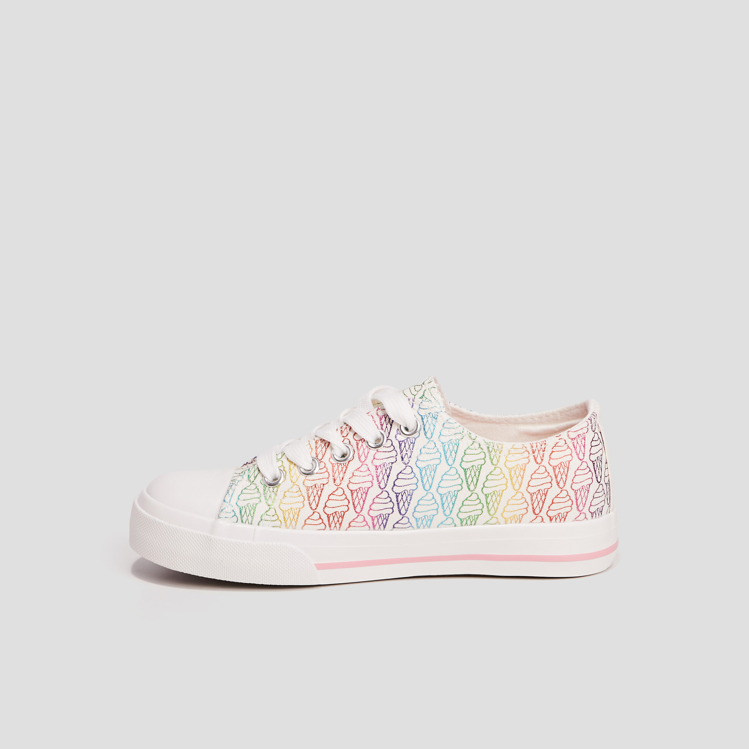 tennis en toile a lacets multicolore fille Tennis en toile à lacets multicolore fille