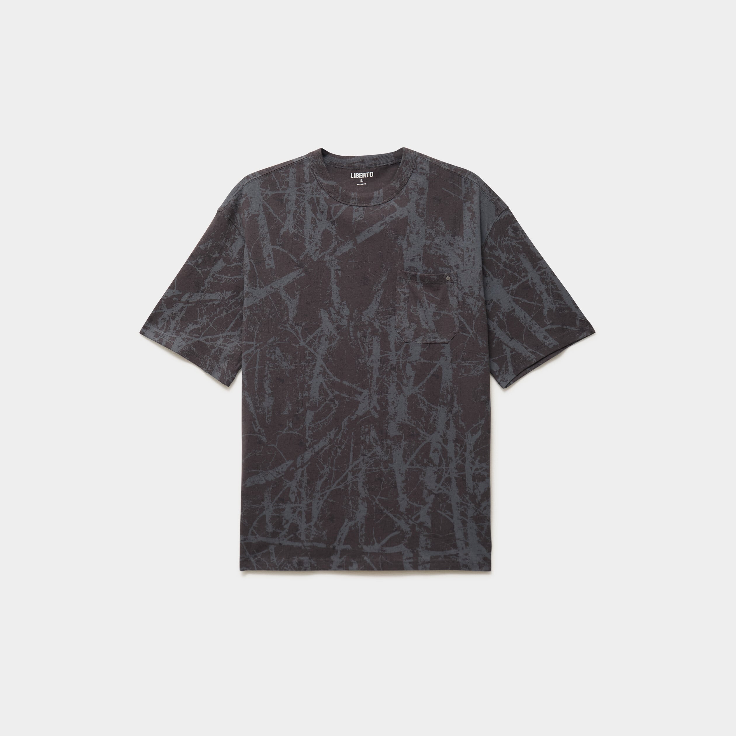 T-shirt col rond manches courtes coton gris fonc&eacute; homme